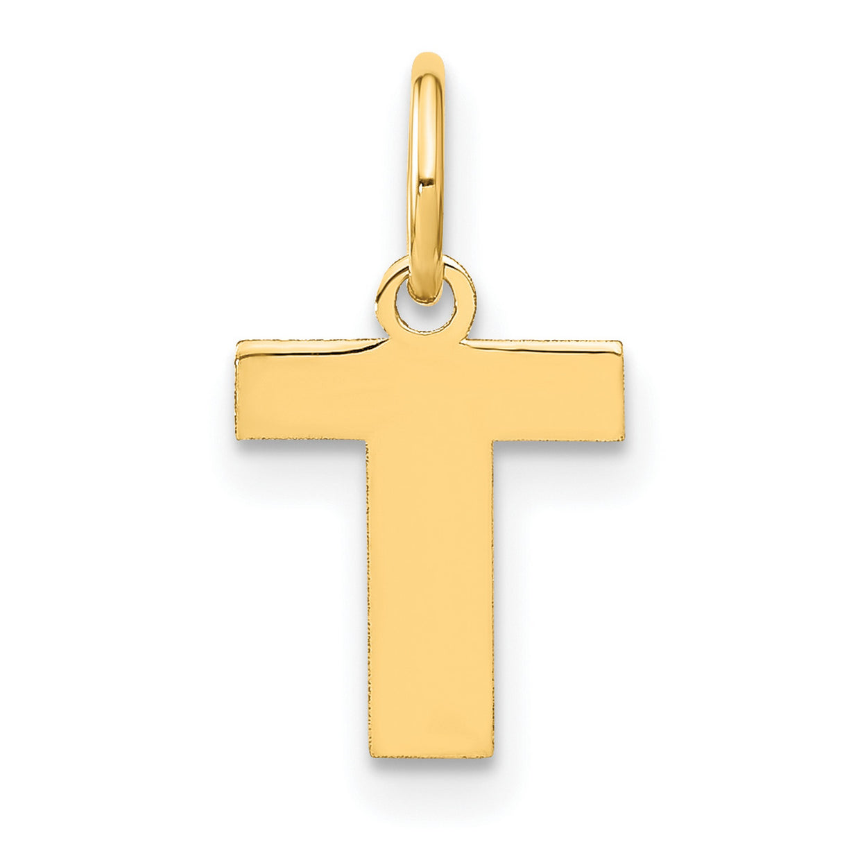 14k Yellow Gold Tau Cross Pendant, Polished Franciscan T Design, Christian Religious Charm