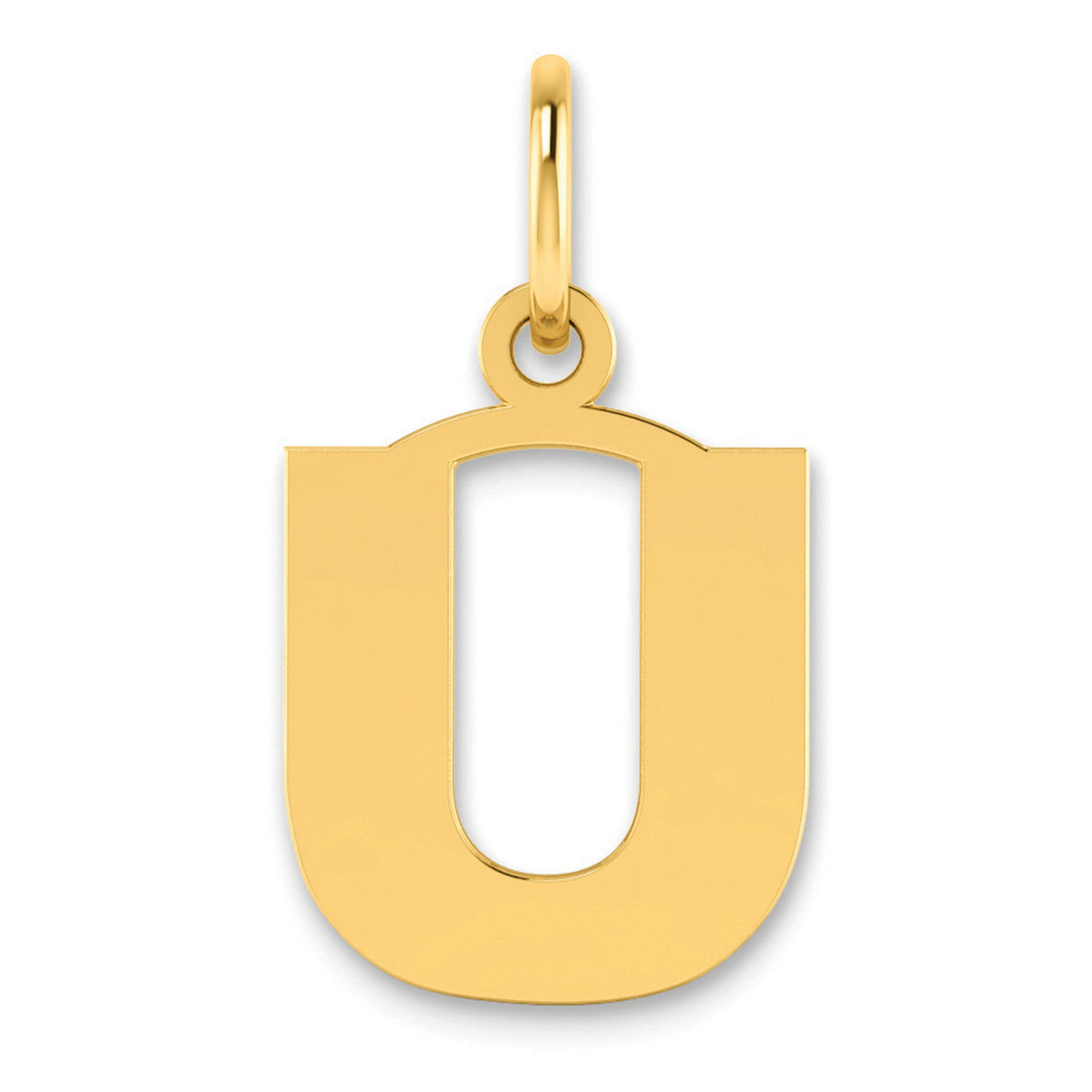 Letter U Initial Charm Pendant in Real 14k Yellow Gold