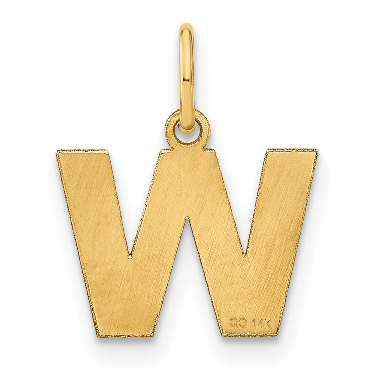14k Yellow Gold Letter W Pendant Charm, Polished Block Initial Monogram Jewelry