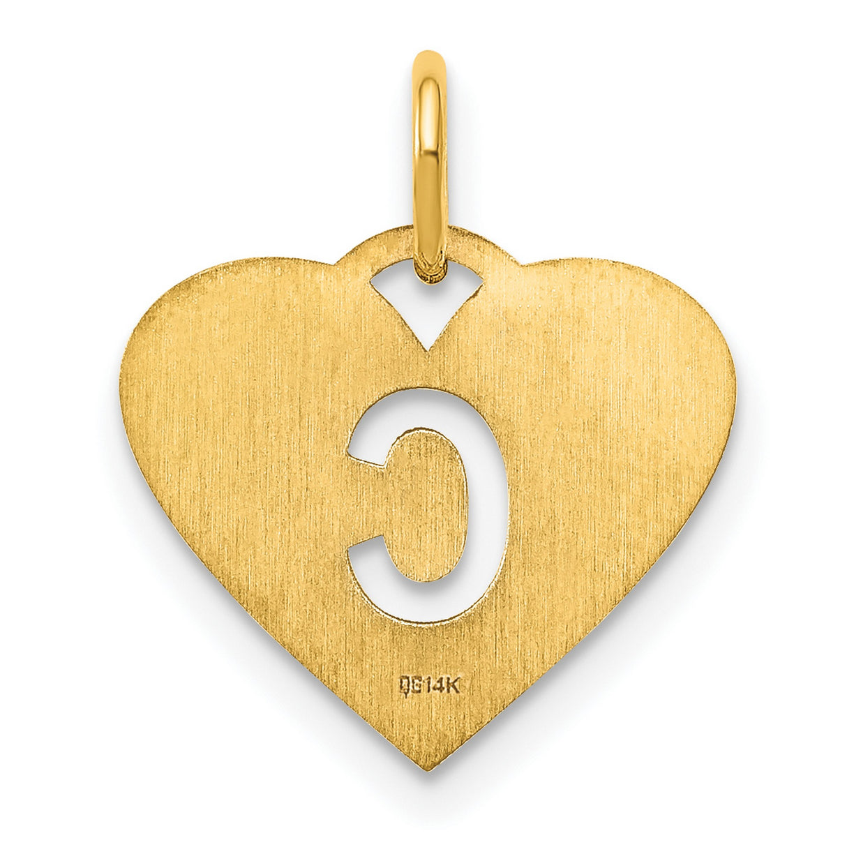14k Yellow Gold Heart Pendant with Cutout Letter C, Personalized Initial Charm