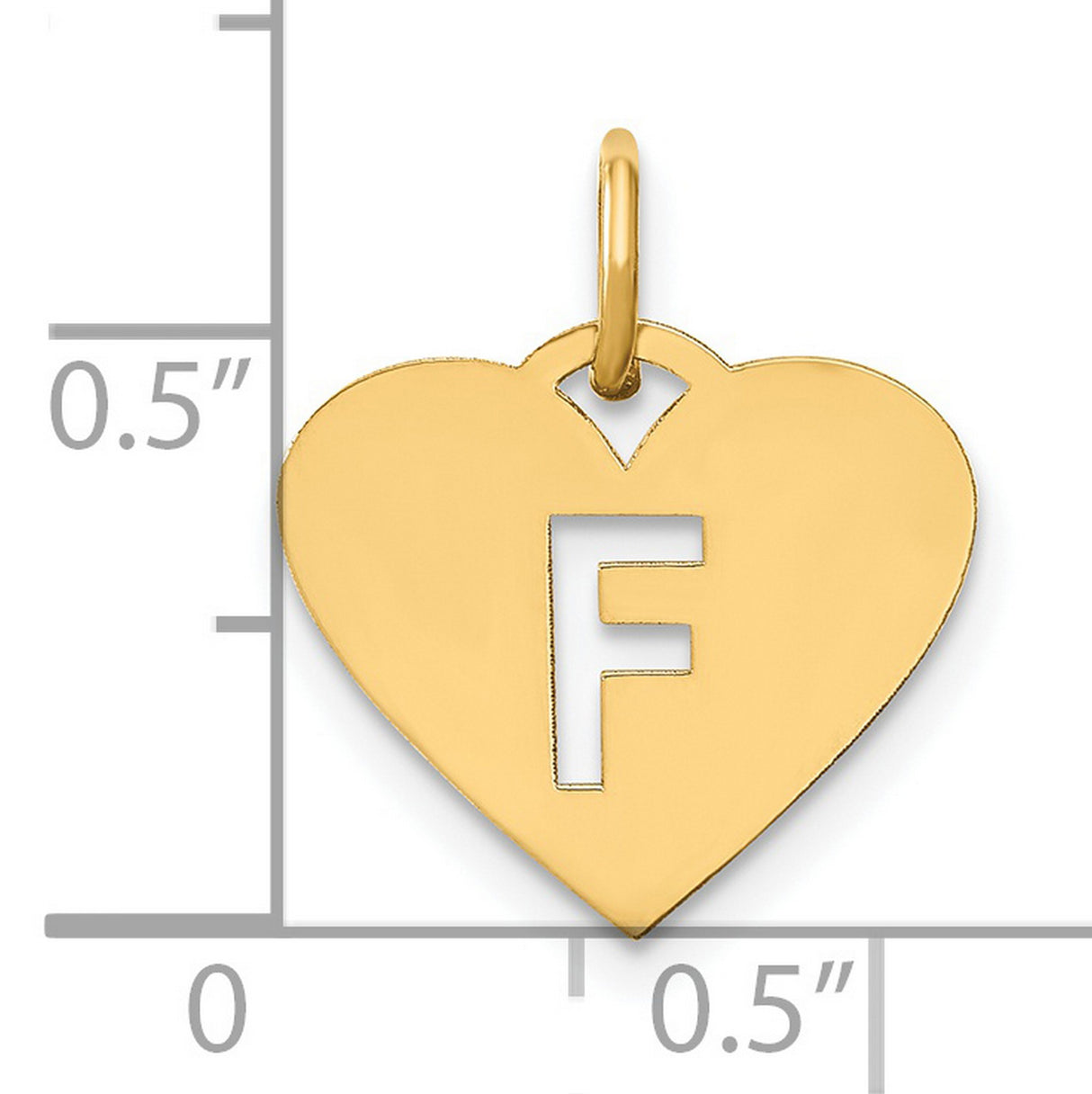 Initial Letter F Initial Charm Pendant in Real 14k Yellow Gold