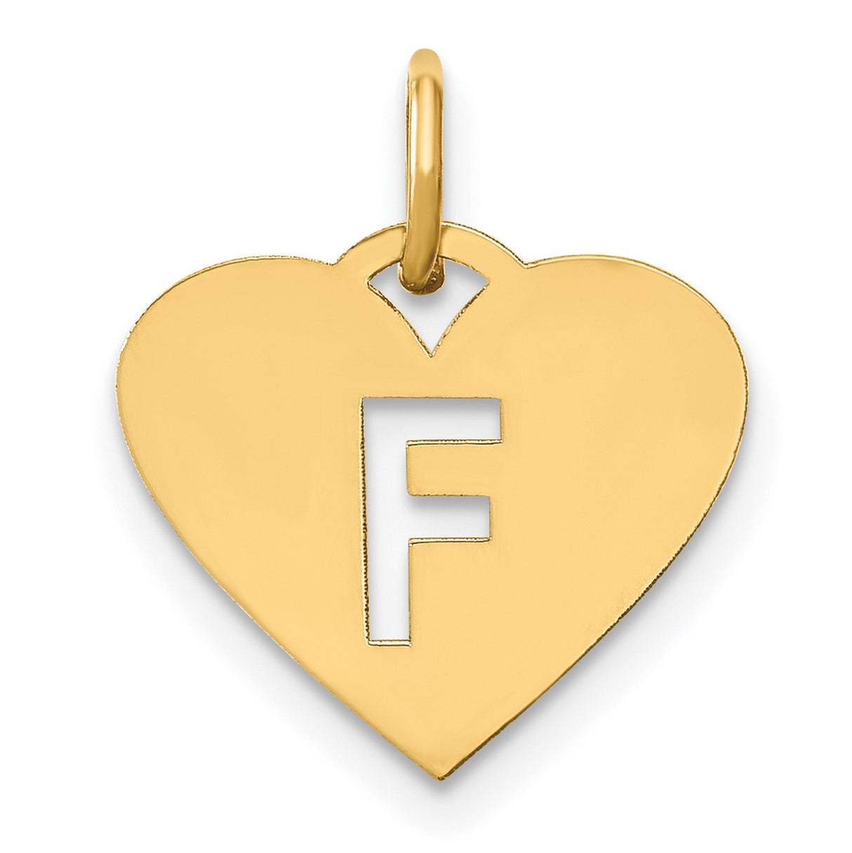 Initial Letter F Initial Charm Pendant in Real 14k Yellow Gold
