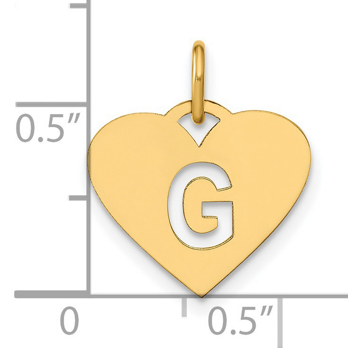 14k Yellow Gold Heart Pendant with Cutout Letter G, Dainty Initial Charm for Women and Girls