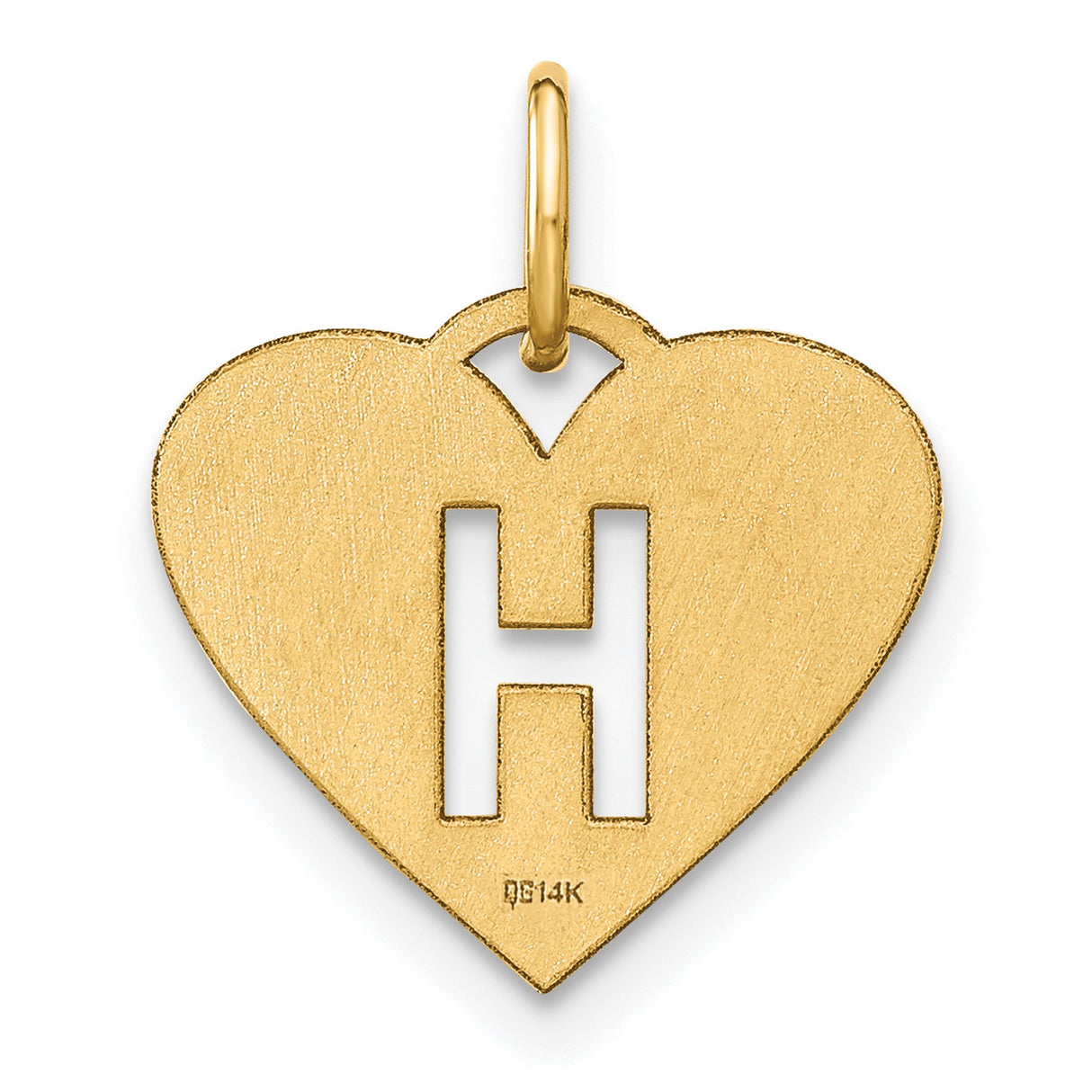 14k Yellow Gold Heart Pendant with Cutout Letter H, Personalized Initial Charm