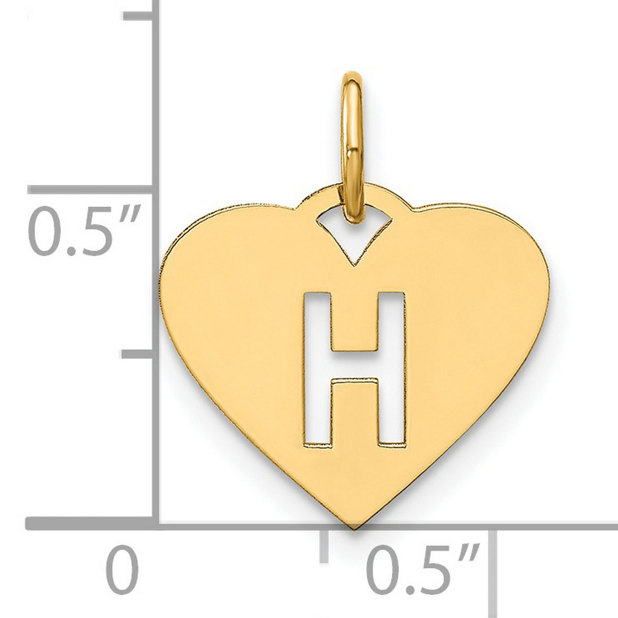14k Yellow Gold Heart Pendant with Cutout Letter H, Personalized Initial Charm