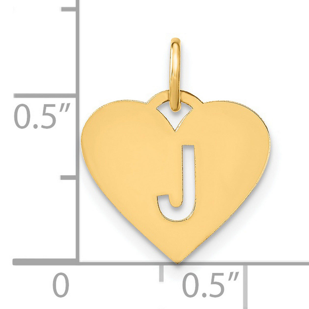 14k Yellow Gold Heart Pendant with Cutout Letter J, Initial Charm for Women or Unisex Wear