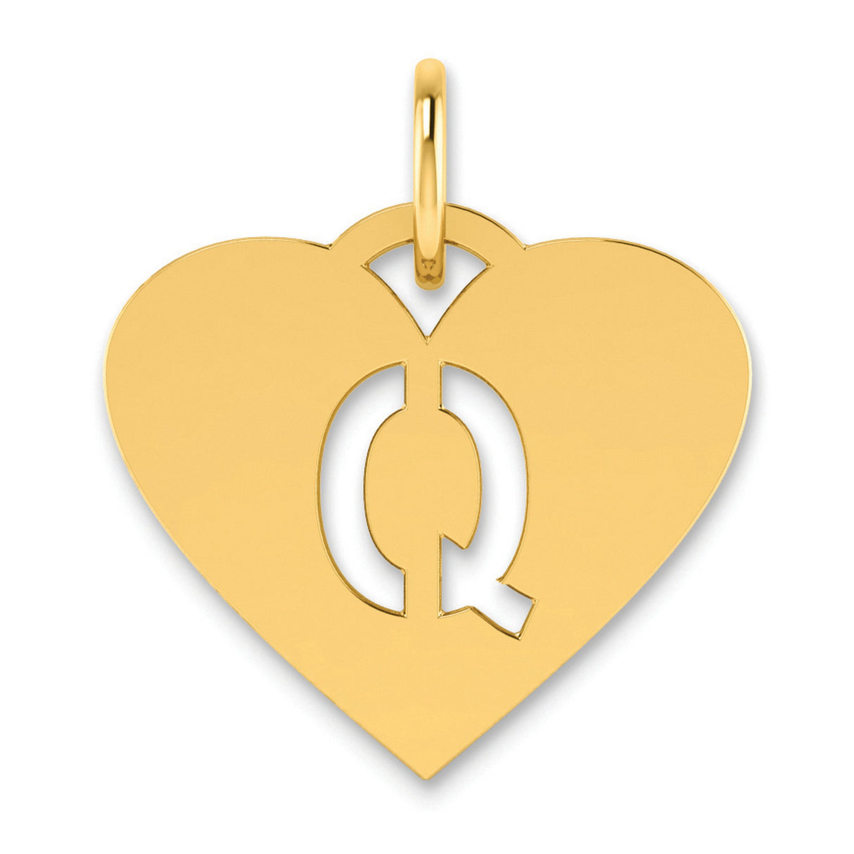 Initial Letter Q Initial Charm Pendant in Real 14k Yellow Gold