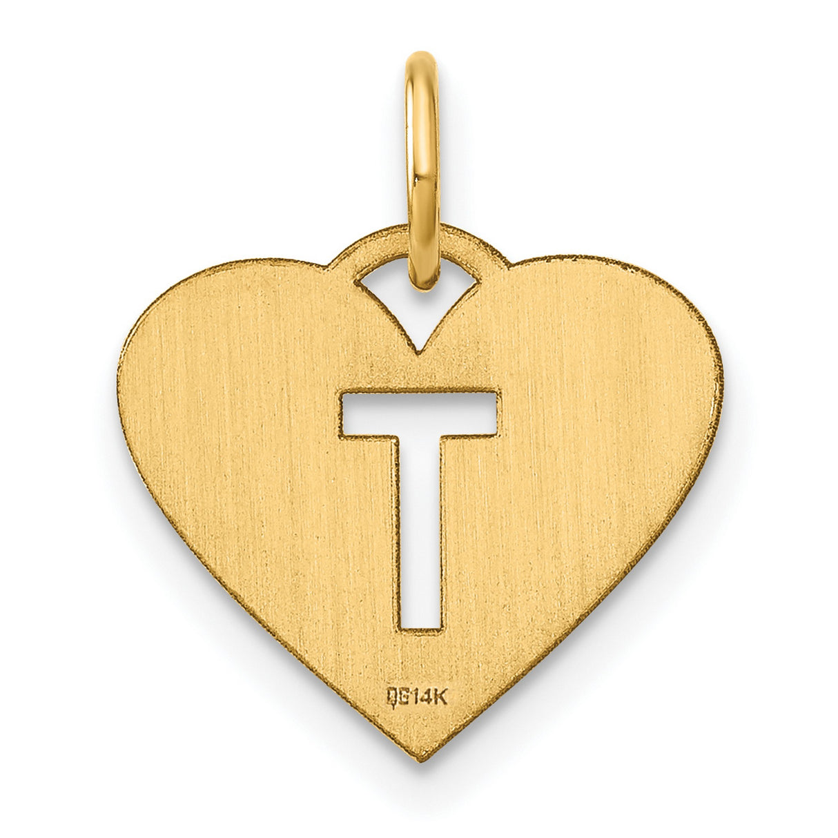14k Yellow Gold Heart Pendant with Cutout Cross Design, Christian Religious Charm