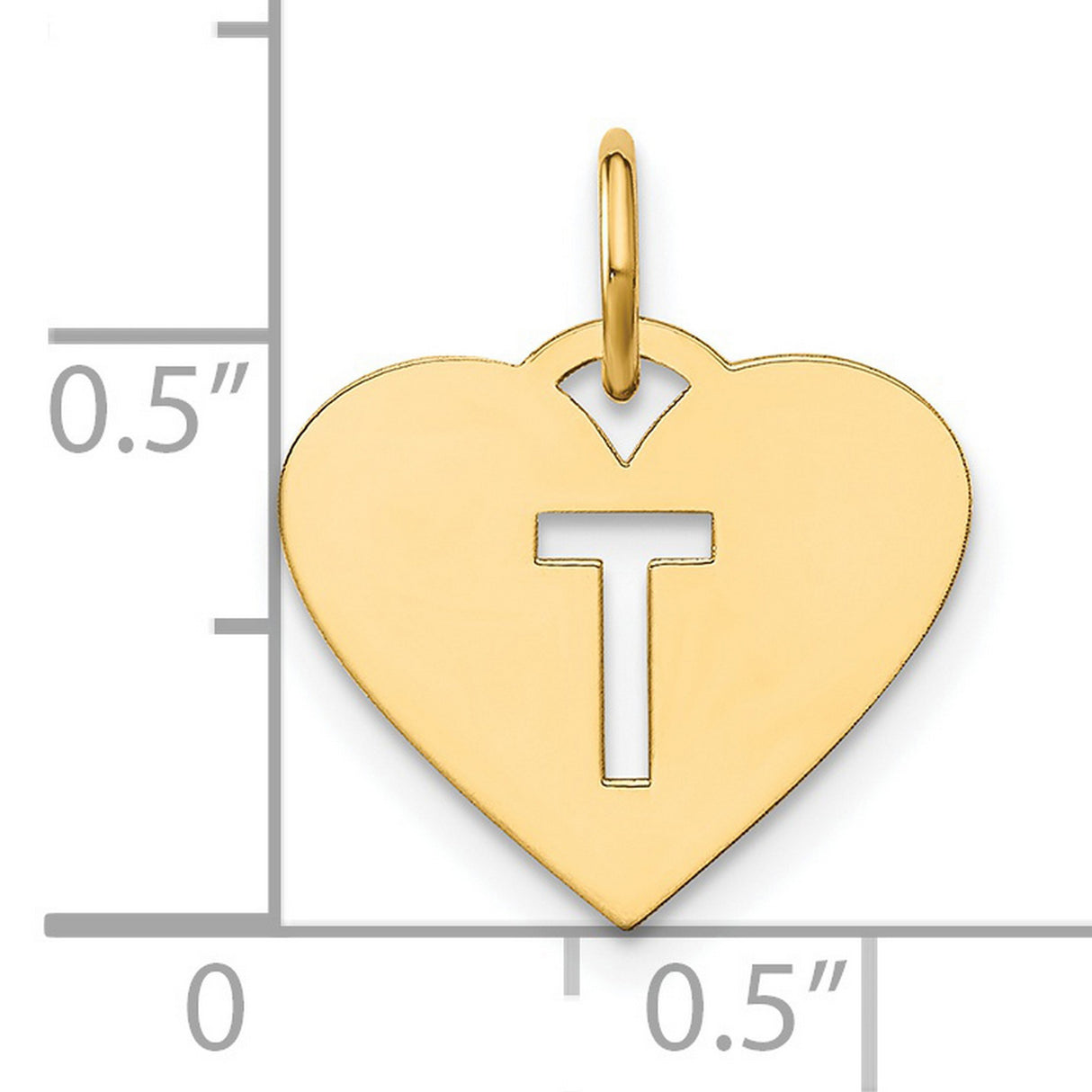 14k Yellow Gold Heart Pendant with Cutout Cross Design, Christian Religious Charm