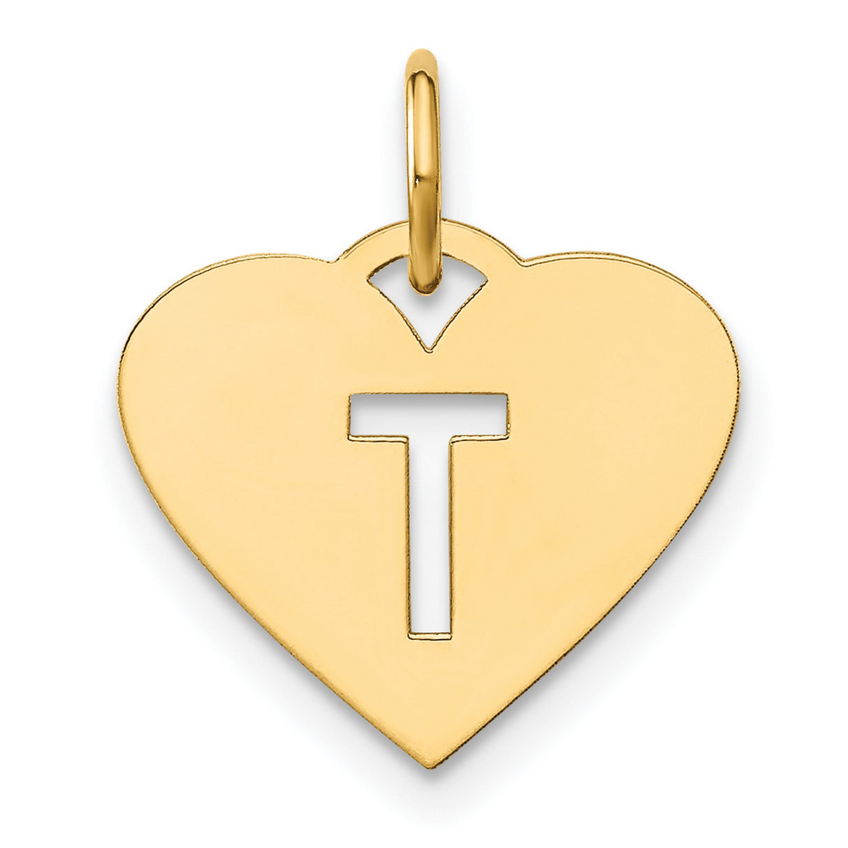 14k Yellow Gold Heart Pendant with Cutout Cross Design, Christian Religious Charm