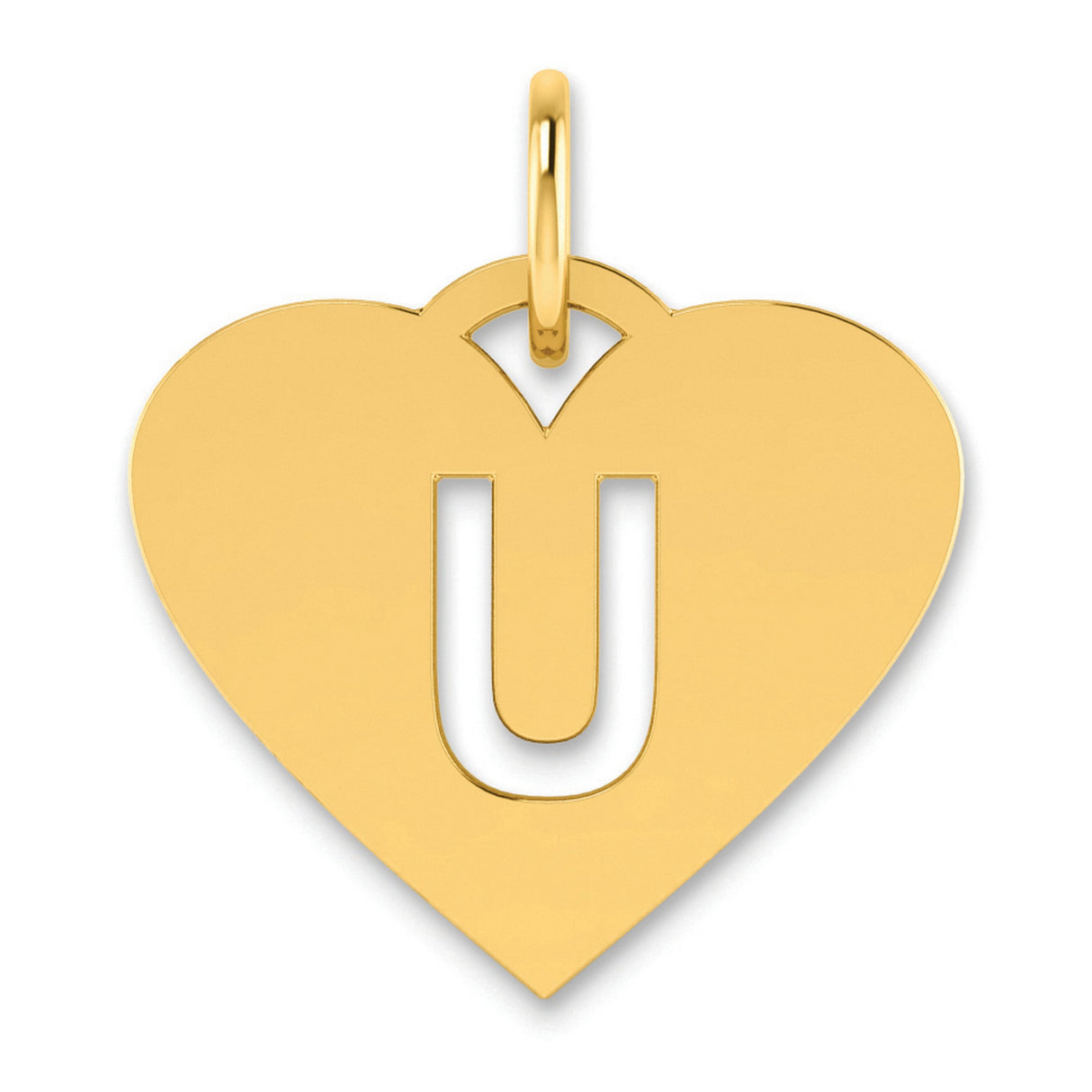 Initial Letter U Initial Charm Pendant in Real 14k Yellow Gold