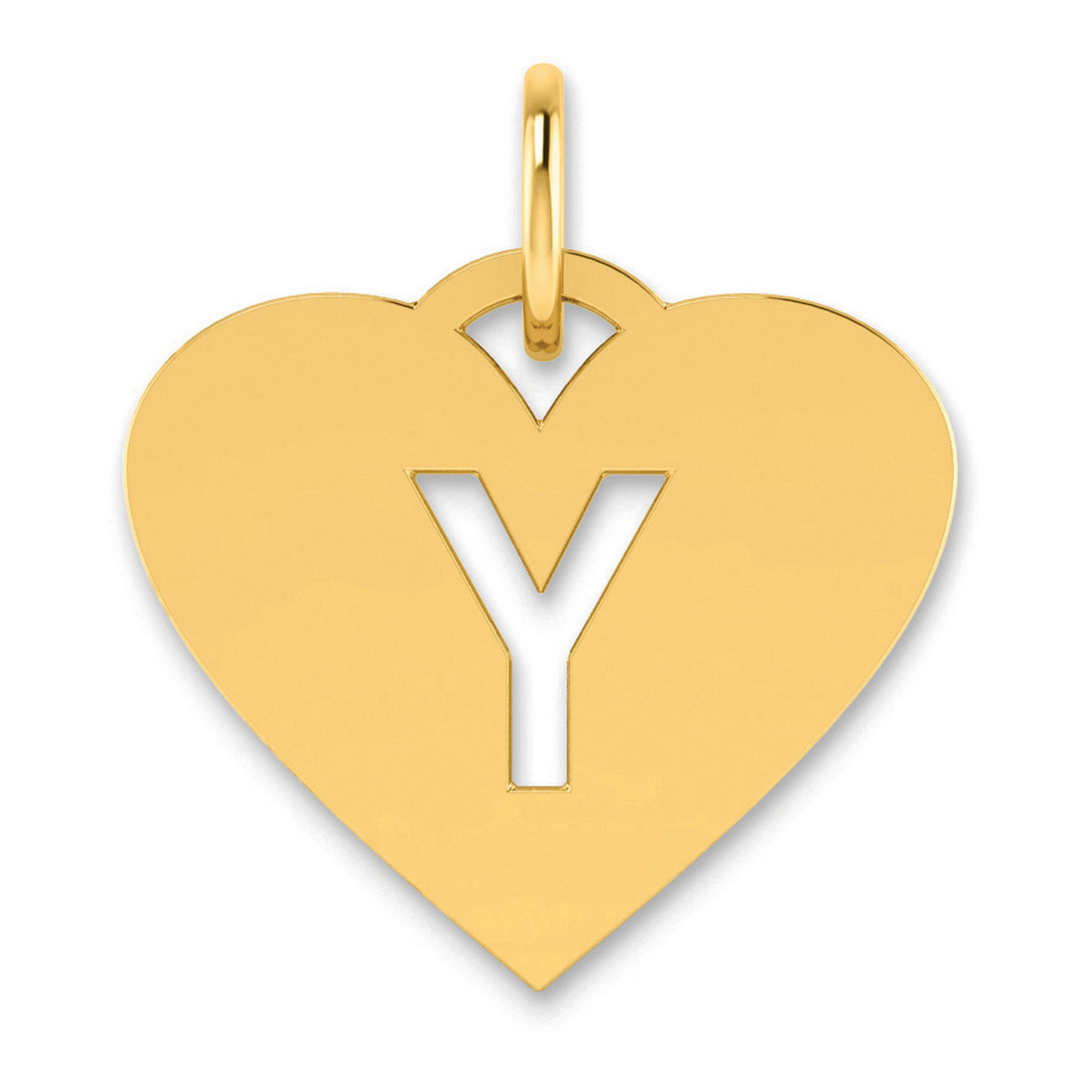 Initial Letter Y Initial Charm Pendant in Real 14k Yellow Gold
