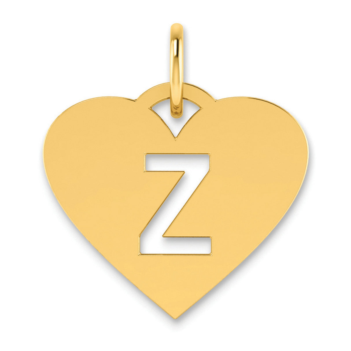 Initial Letter Z Initial Charm Pendant in Real 14k Yellow Gold