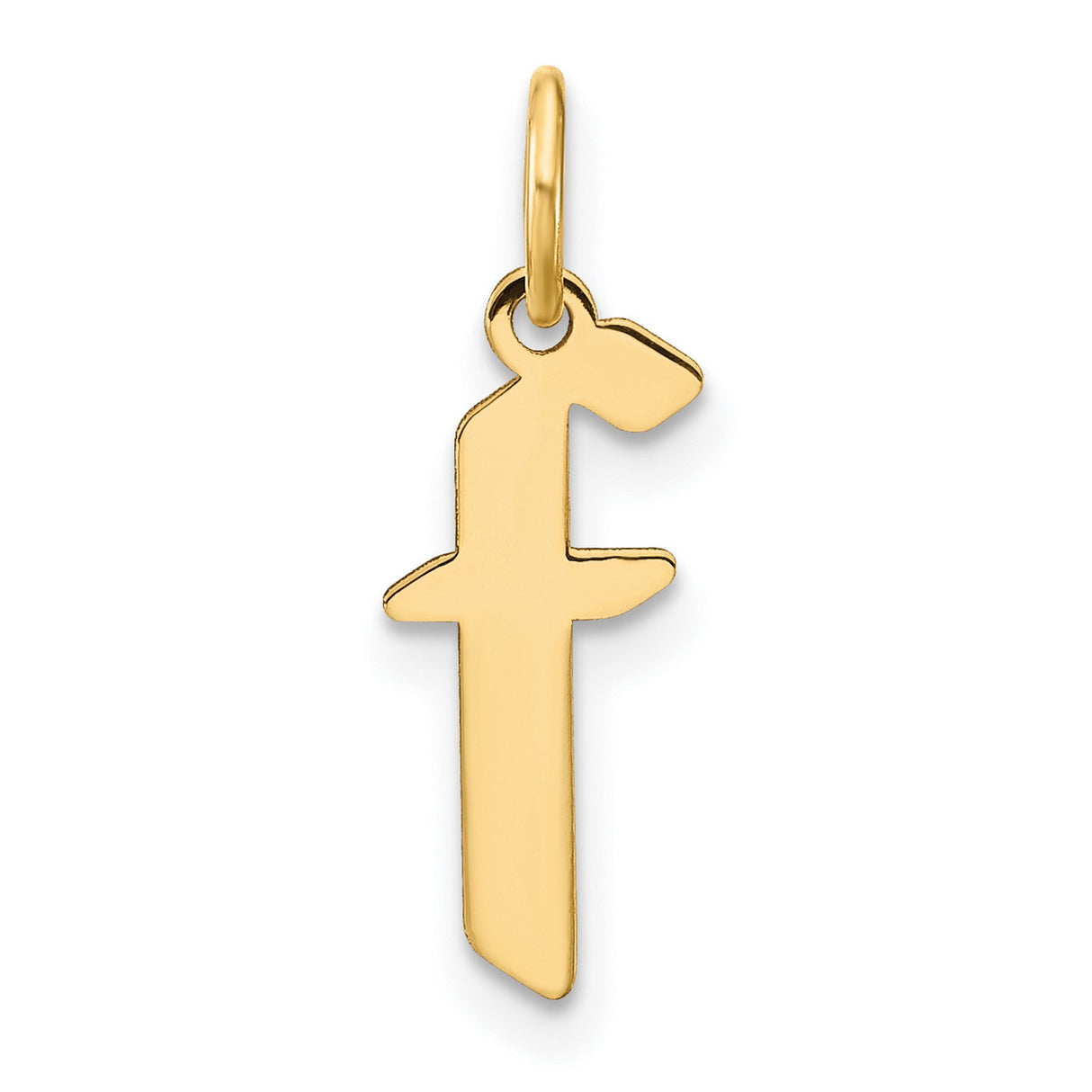 14k Yellow Gold Lowercase F Initial Pendant Charm, Polished Finish, Modern Letter Jewelry for Women