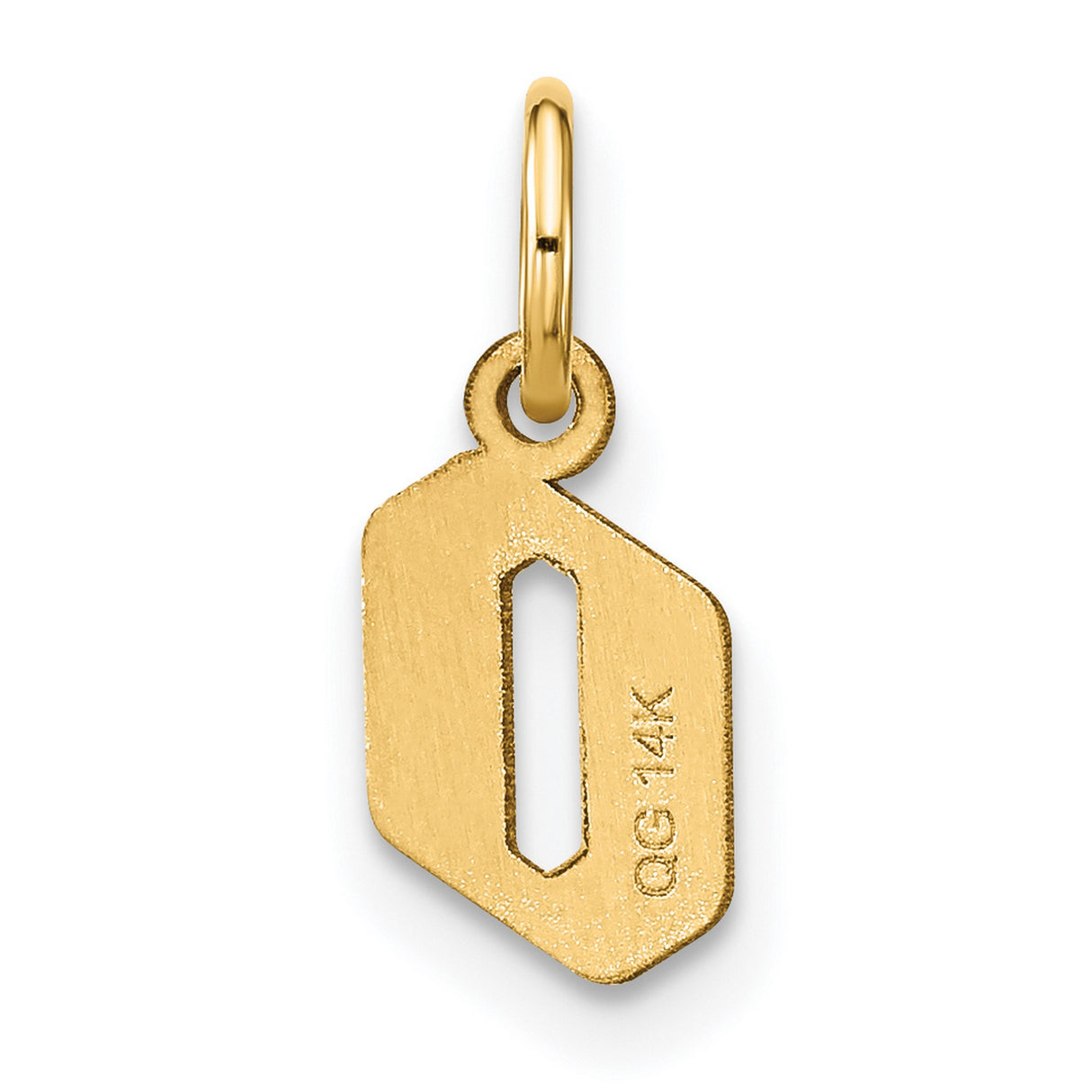14k Yellow Gold Number 0 Pendant Charm, Polished Minimalist Design for Women or Unisex Wear