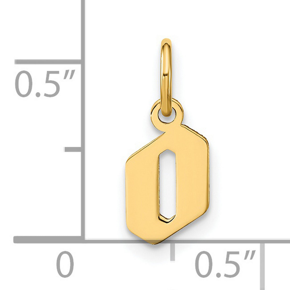 14k Yellow Gold Number 0 Pendant Charm, Polished Minimalist Design for Women or Unisex Wear