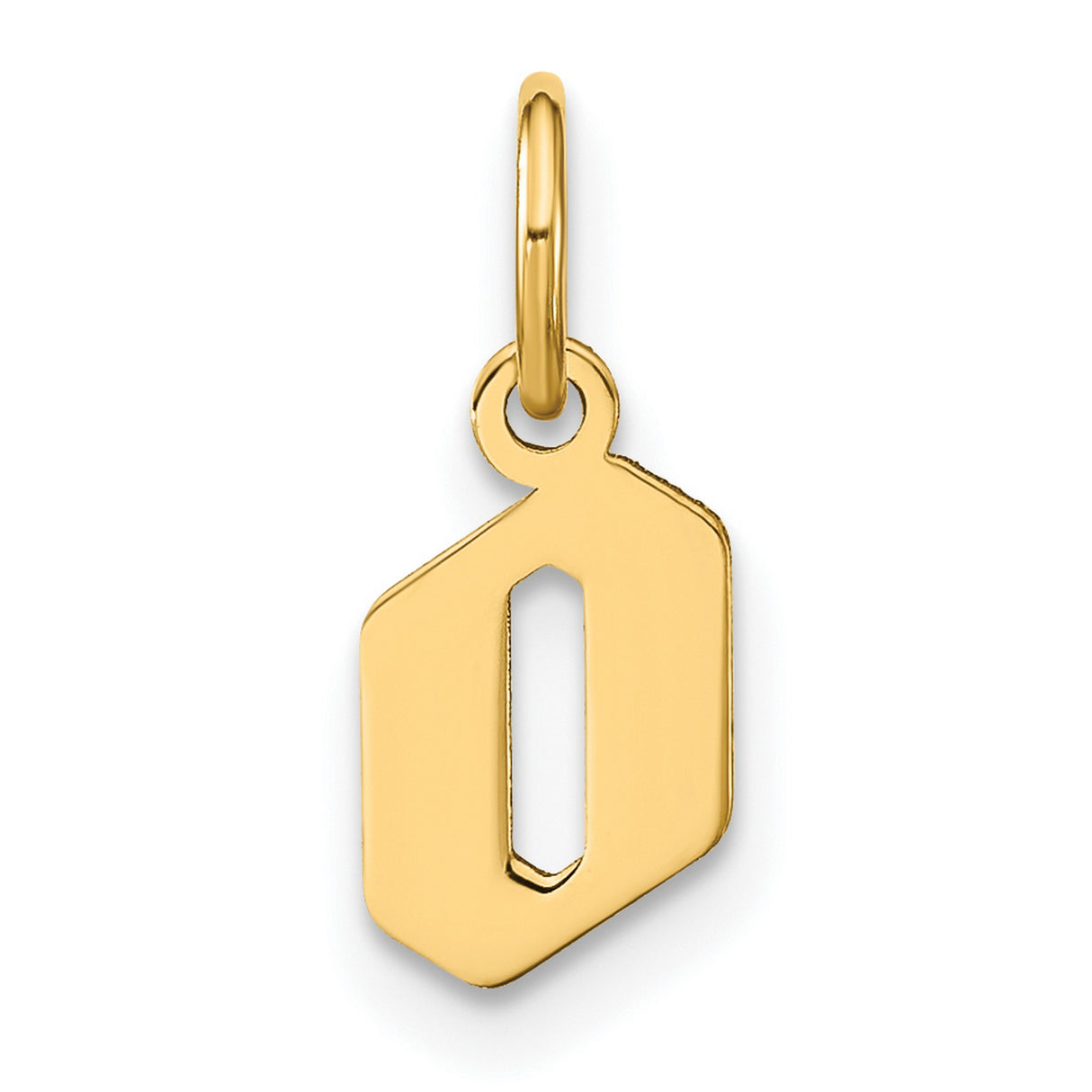 14k Yellow Gold Number 0 Pendant Charm, Polished Minimalist Design for Women or Unisex Wear