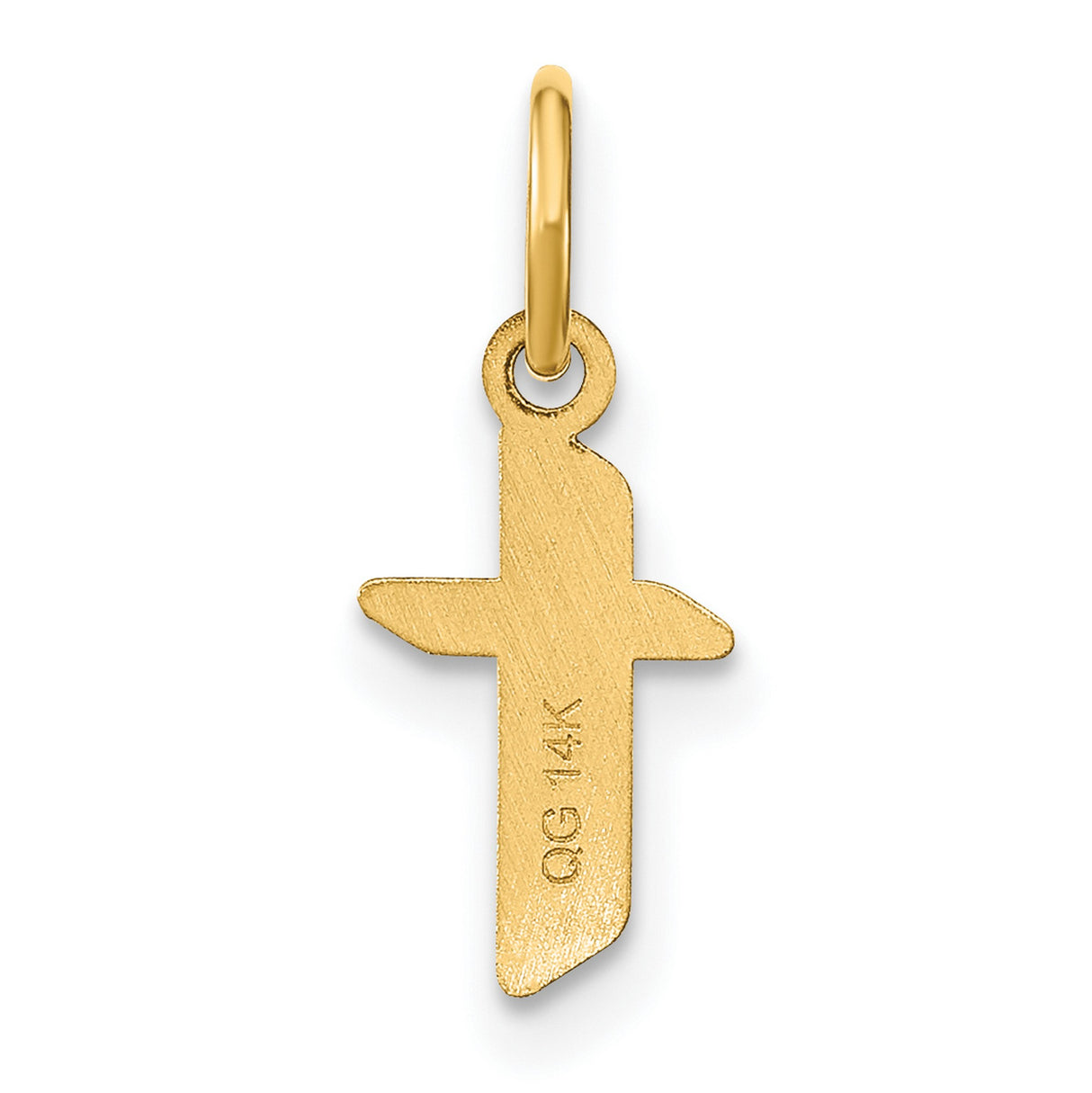 14k Yellow Gold Cross Pendant, Minimalist Modern Religious Charm for Women or Unisex Wear