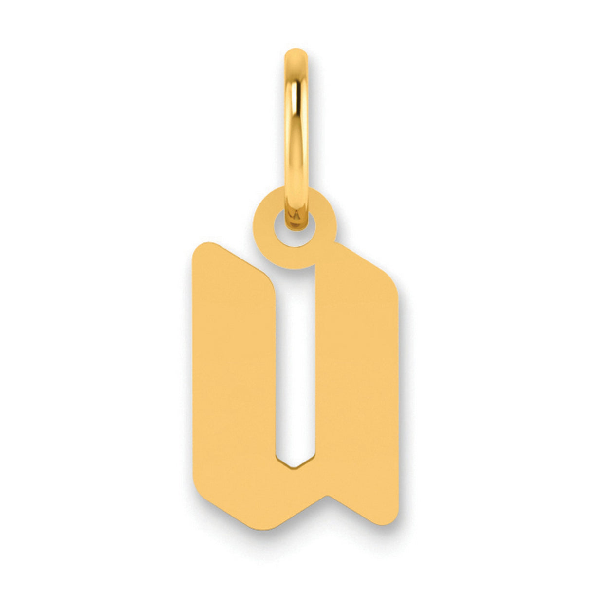 Lowercase Letter U Initial Charm Pendant in Real 14k Yellow Gold