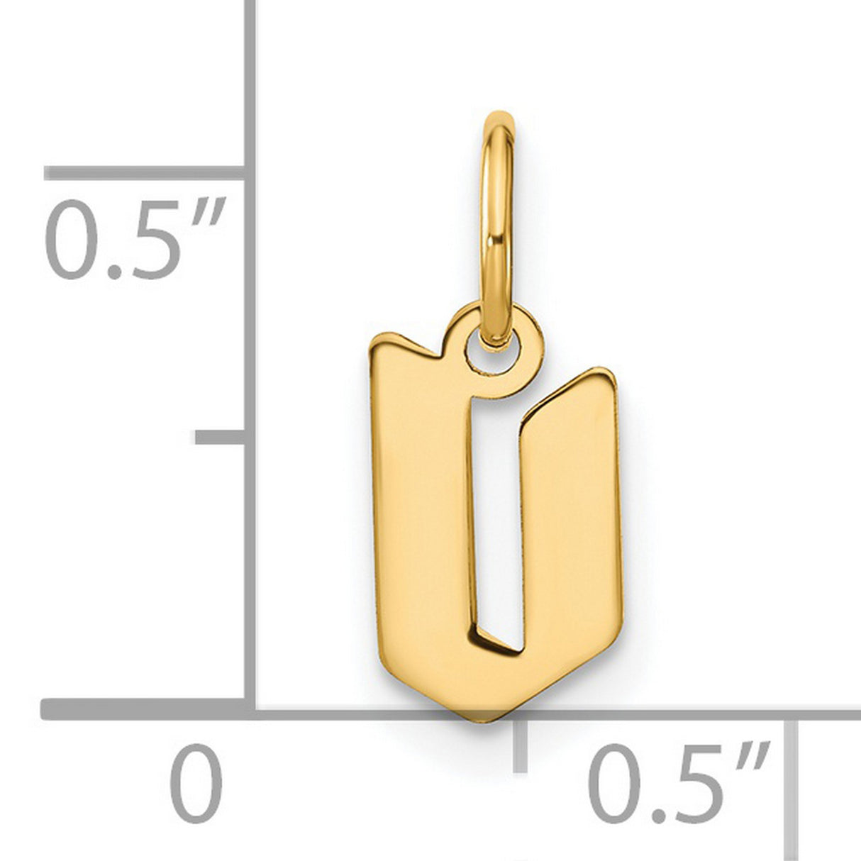 Lowercase Letter V Initial Charm Pendant in Real 14k Yellow Gold