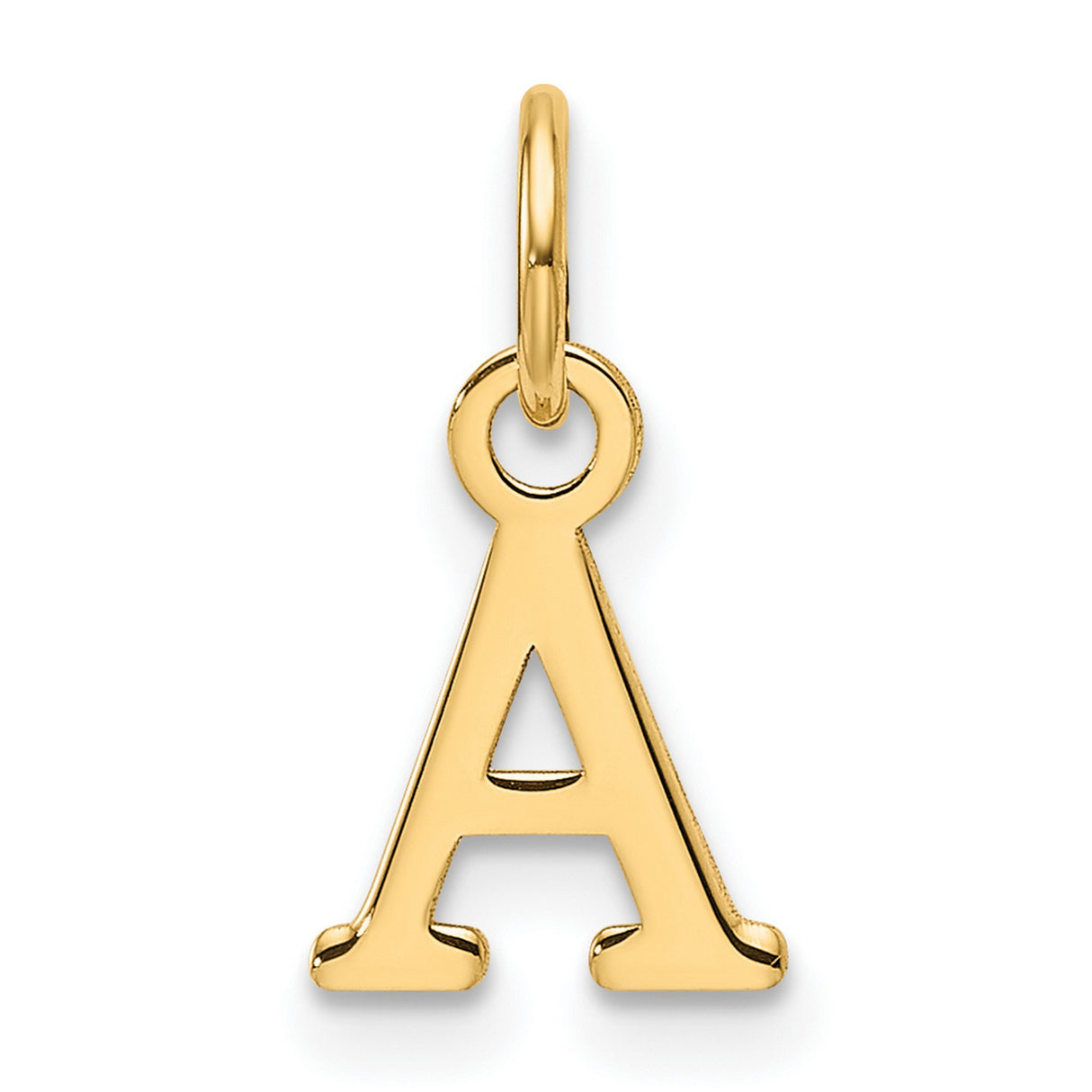 14k Yellow Gold Initial A Pendant, Classic Serif Letter Charm, Unisex Monogram Jewelry