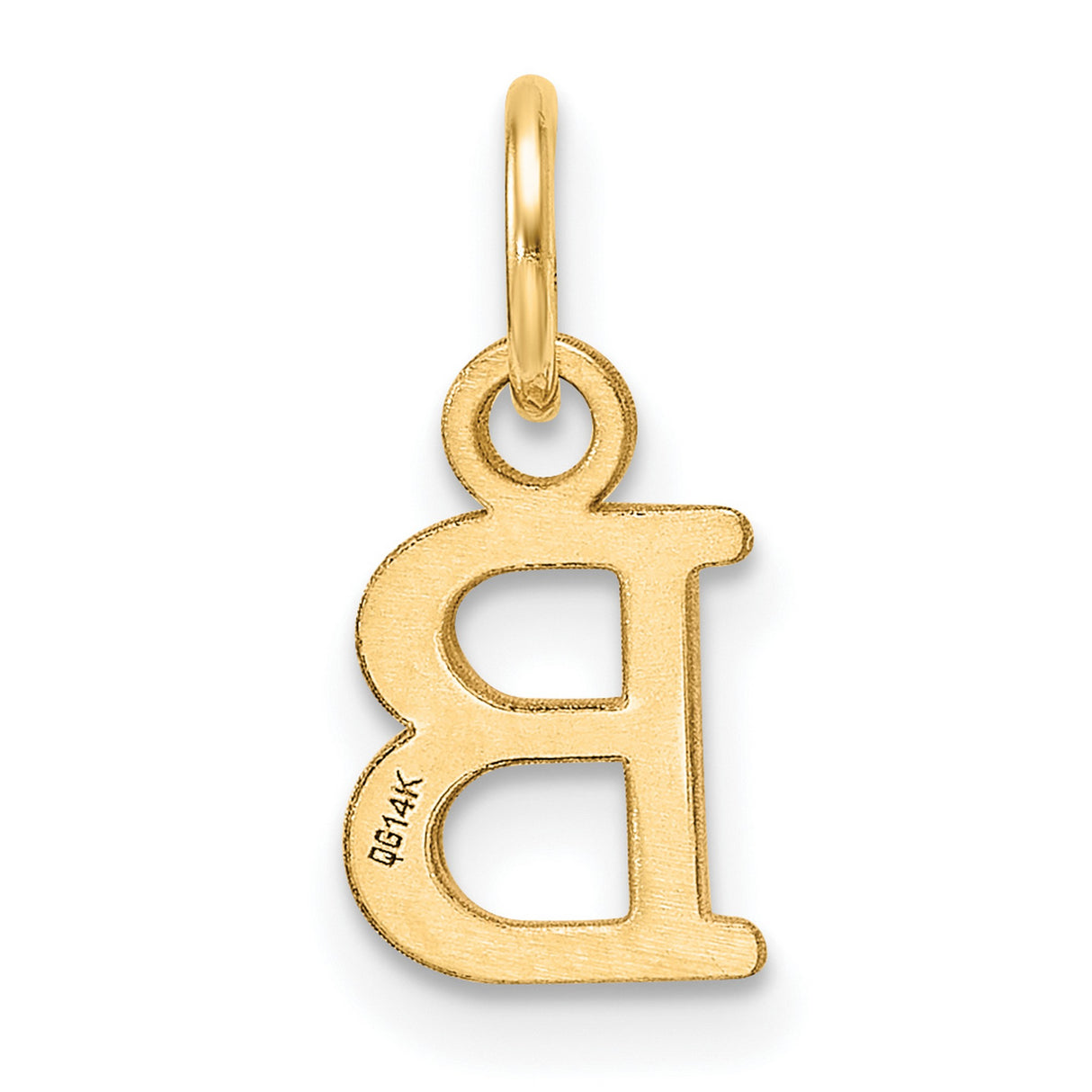 14k Yellow Gold Initial Pendant Charm, Block Letter B Monogram Design for Women
