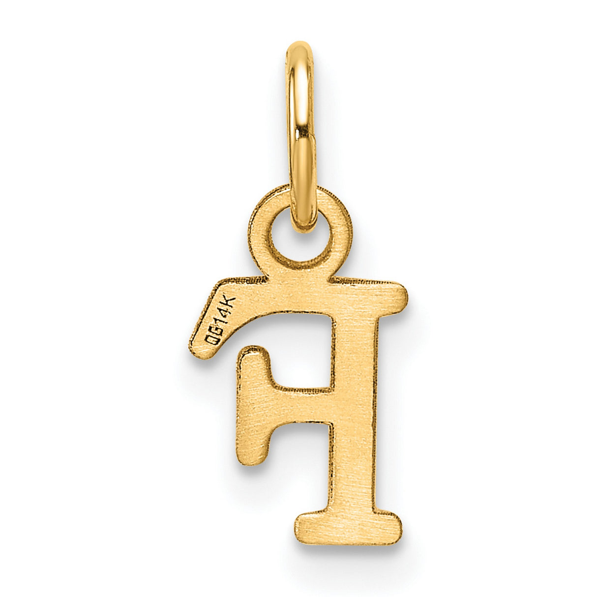 14k Yellow Gold Letter F Pendant Charm, Cutout Alphabet Initial Jewelry for Women or Unisex Wear