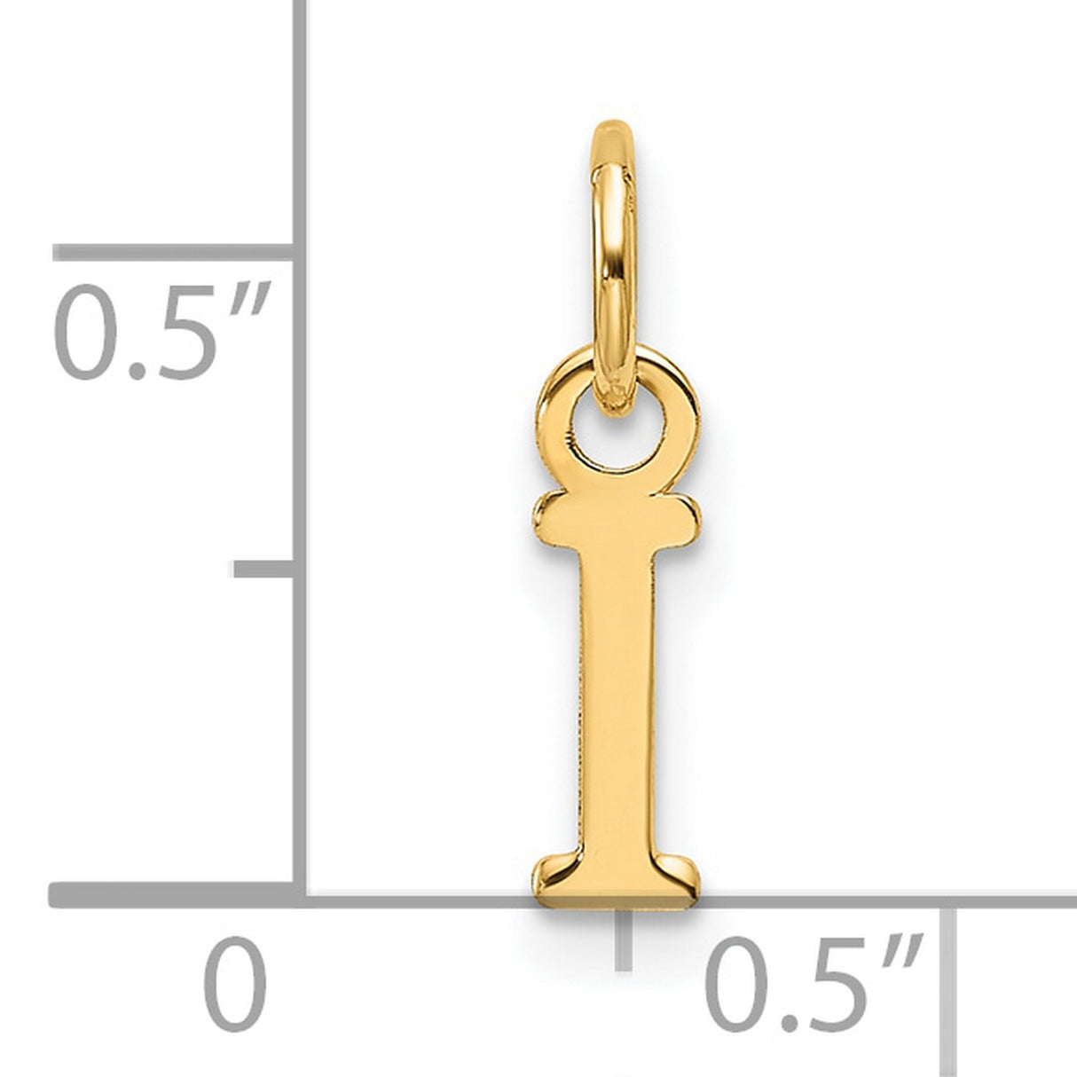 14k Yellow Gold Letter I Pendant Charm, Polished Block Initial for Women or Unisex Wear