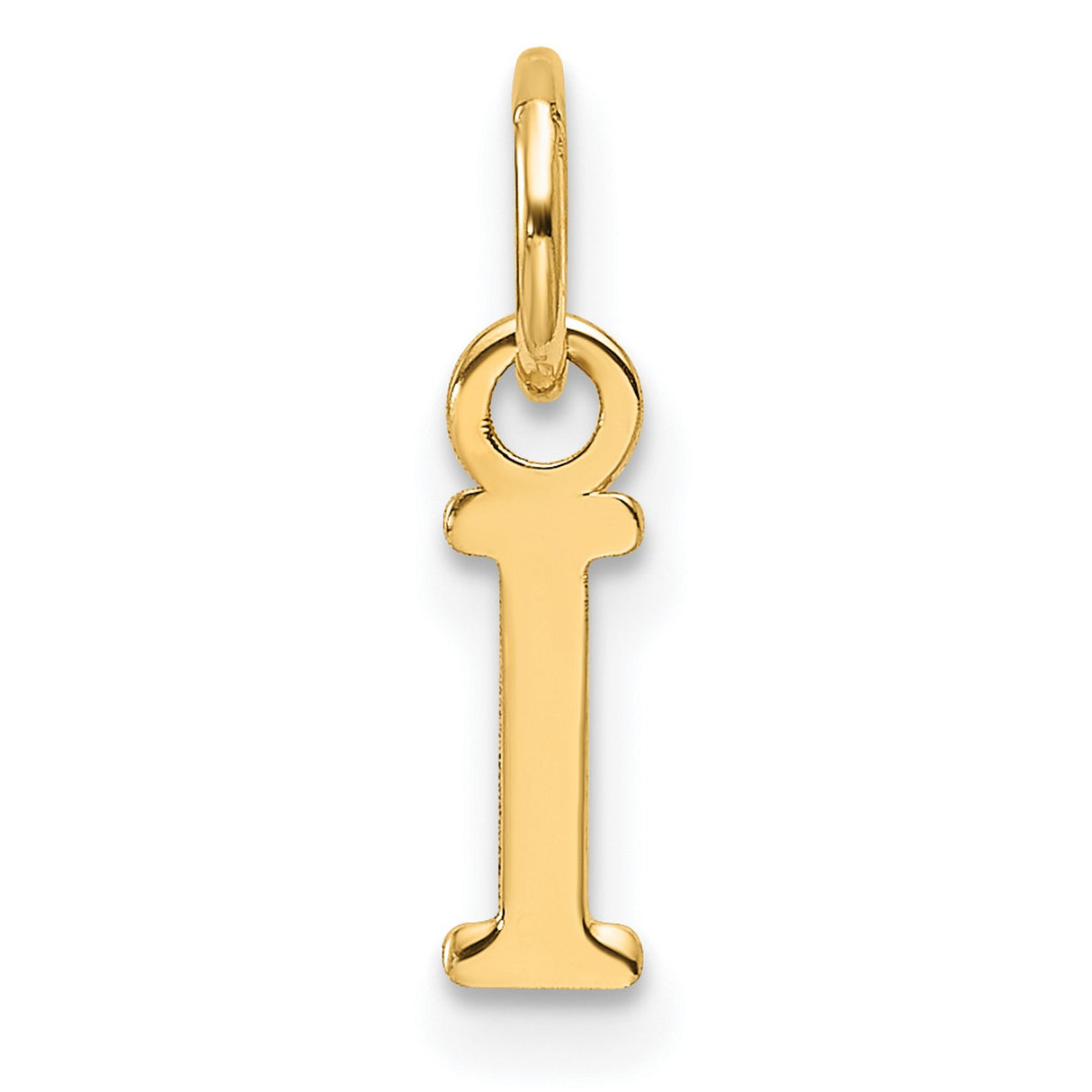 14k Yellow Gold Letter I Pendant Charm, Polished Block Initial for Women or Unisex Wear