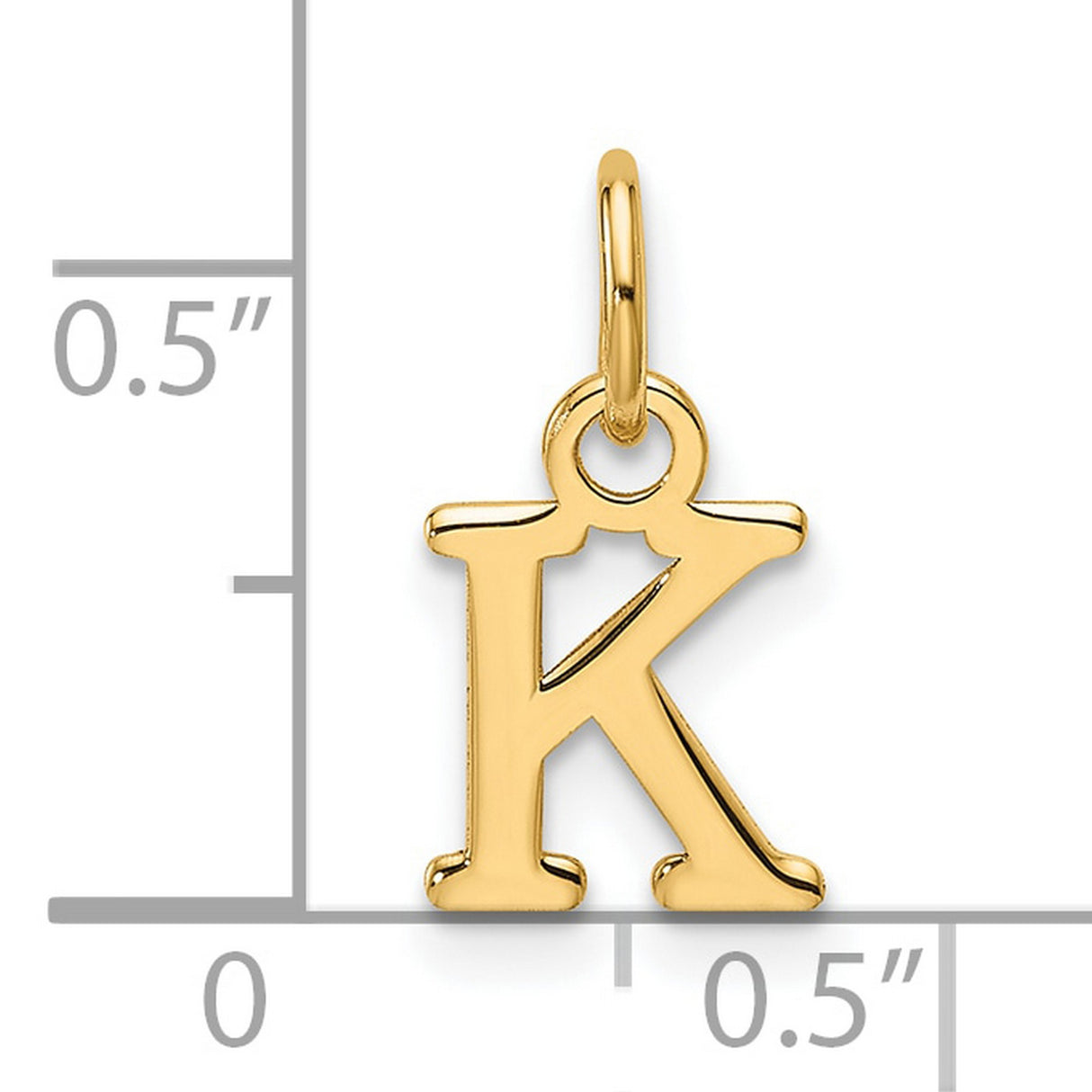 14k Yellow Gold Letter K Pendant, Polished Block Initial Charm for Women or Unisex Wear