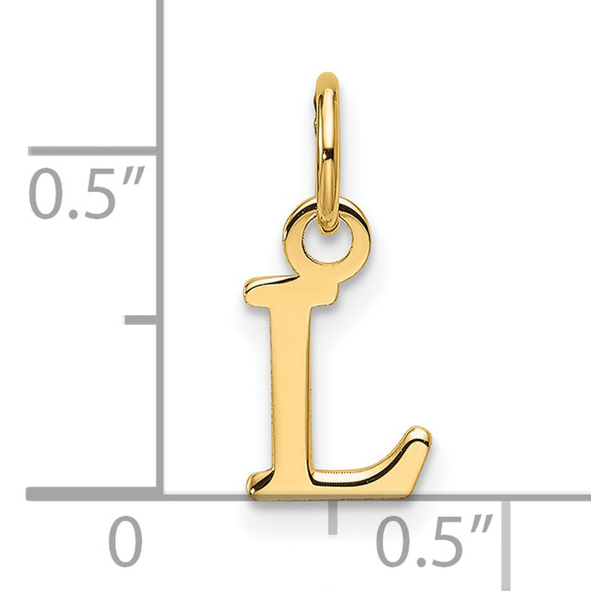 14k Yellow Gold Pendant, Polished Letter L Charm, Dainty Alphabet Jewelry for Women