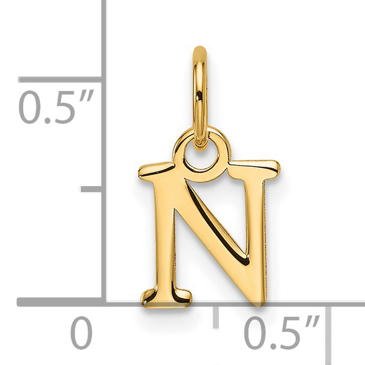 14k Yellow Gold Letter N Pendant Charm, Block Font Initial, Polished Monogram Jewelry for Women or Unisex