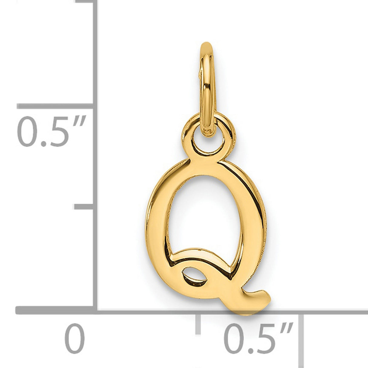 Cutout Letter Q Initial Charm Pendant in Real 14k Yellow Gold