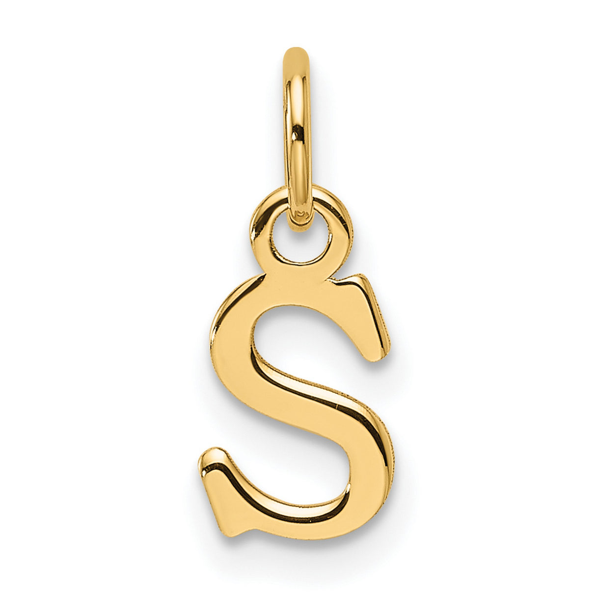 14k Yellow Gold Script Letter S Pendant Charm, Dainty Initial Jewelry for Women or Unisex Wearers