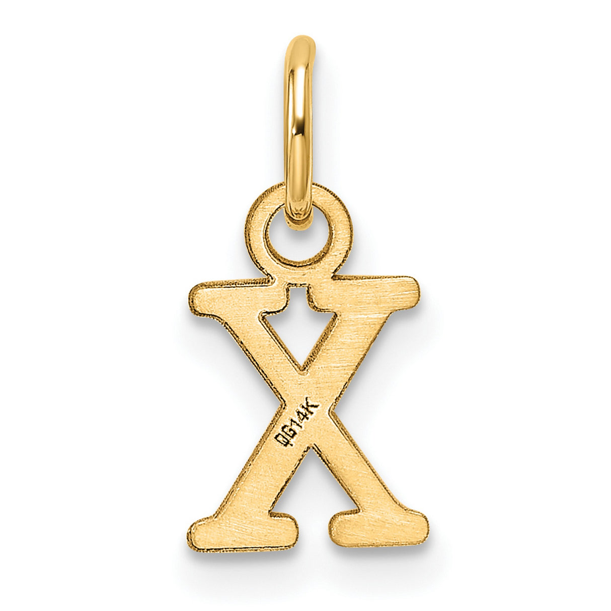 Cutout Letter X Initial Charm Pendant in Real 14k Yellow Gold