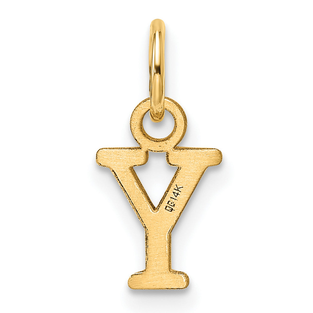 14k Yellow Gold Letter Y Pendant, Block Style Initial Charm, Polished Finish, Unisex Jewelry