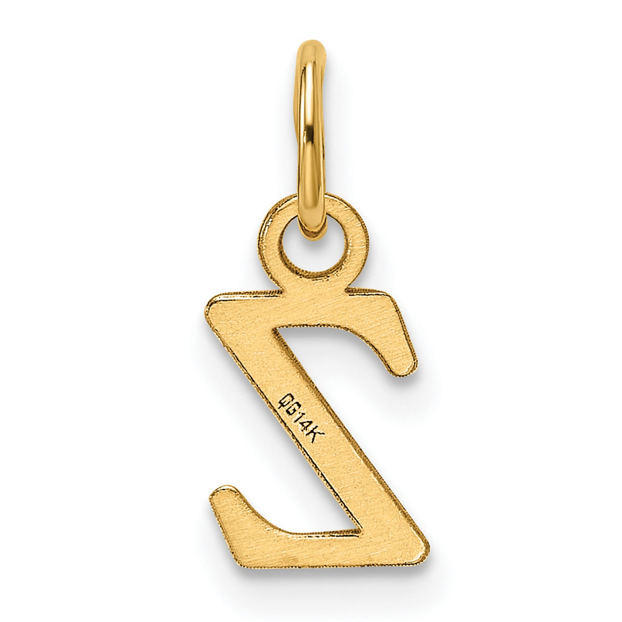 Cutout Letter Z Initial Charm Pendant in Real 14k Yellow Gold