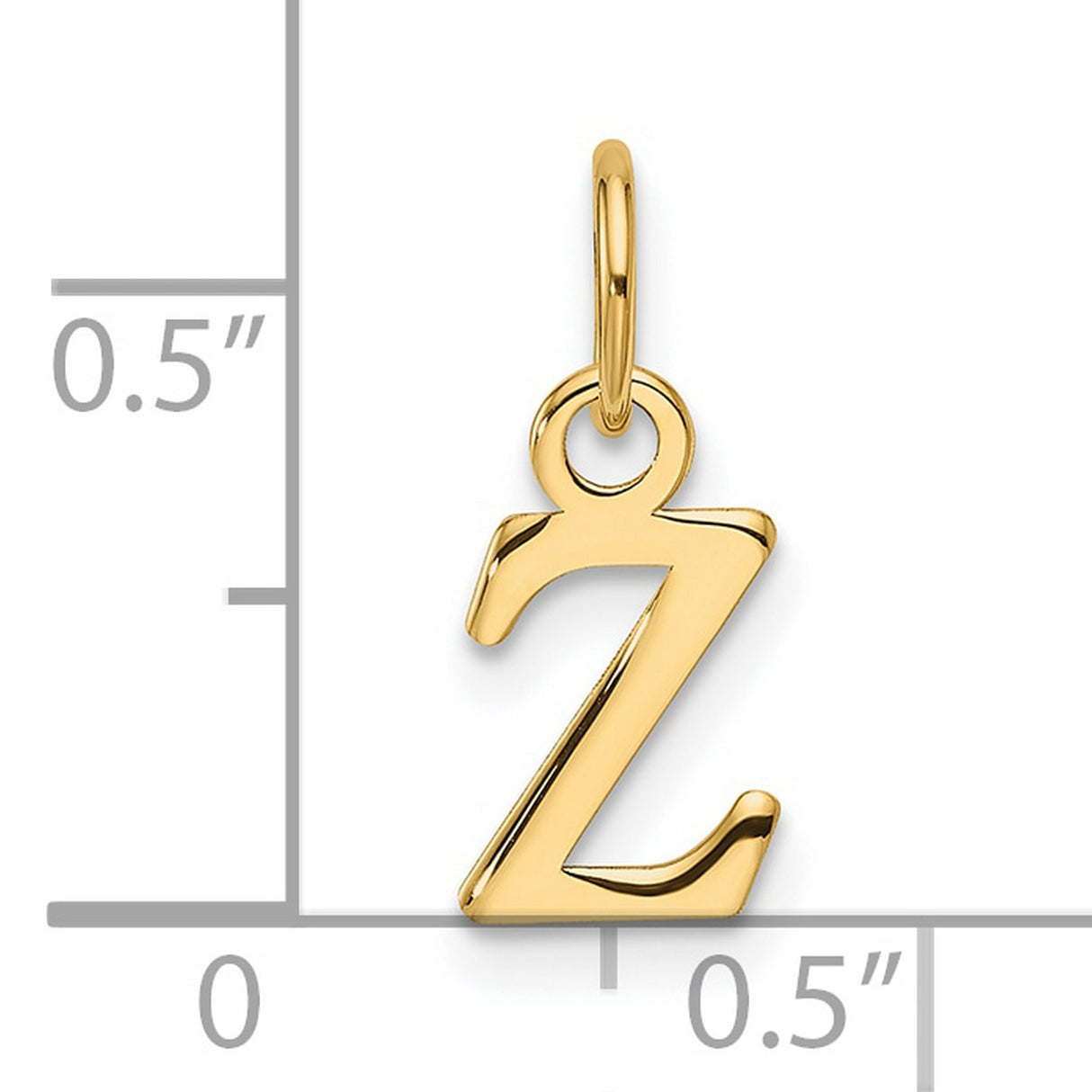 Cutout Letter Z Initial Charm Pendant in Real 14k Yellow Gold