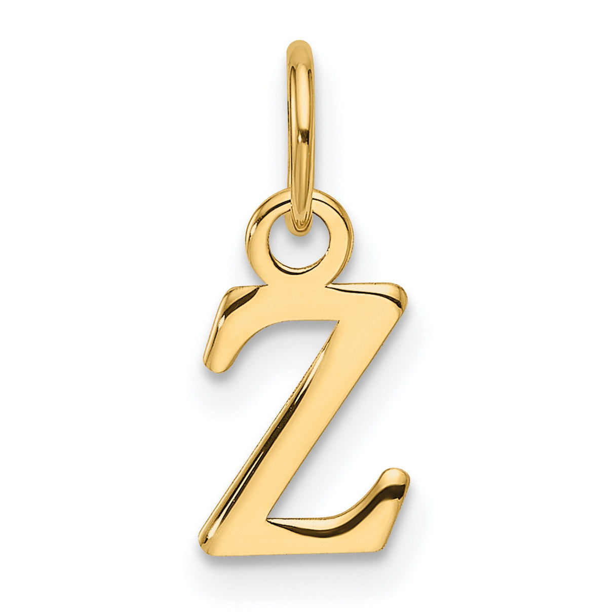 Cutout Letter Z Initial Charm Pendant in Real 14k Yellow Gold