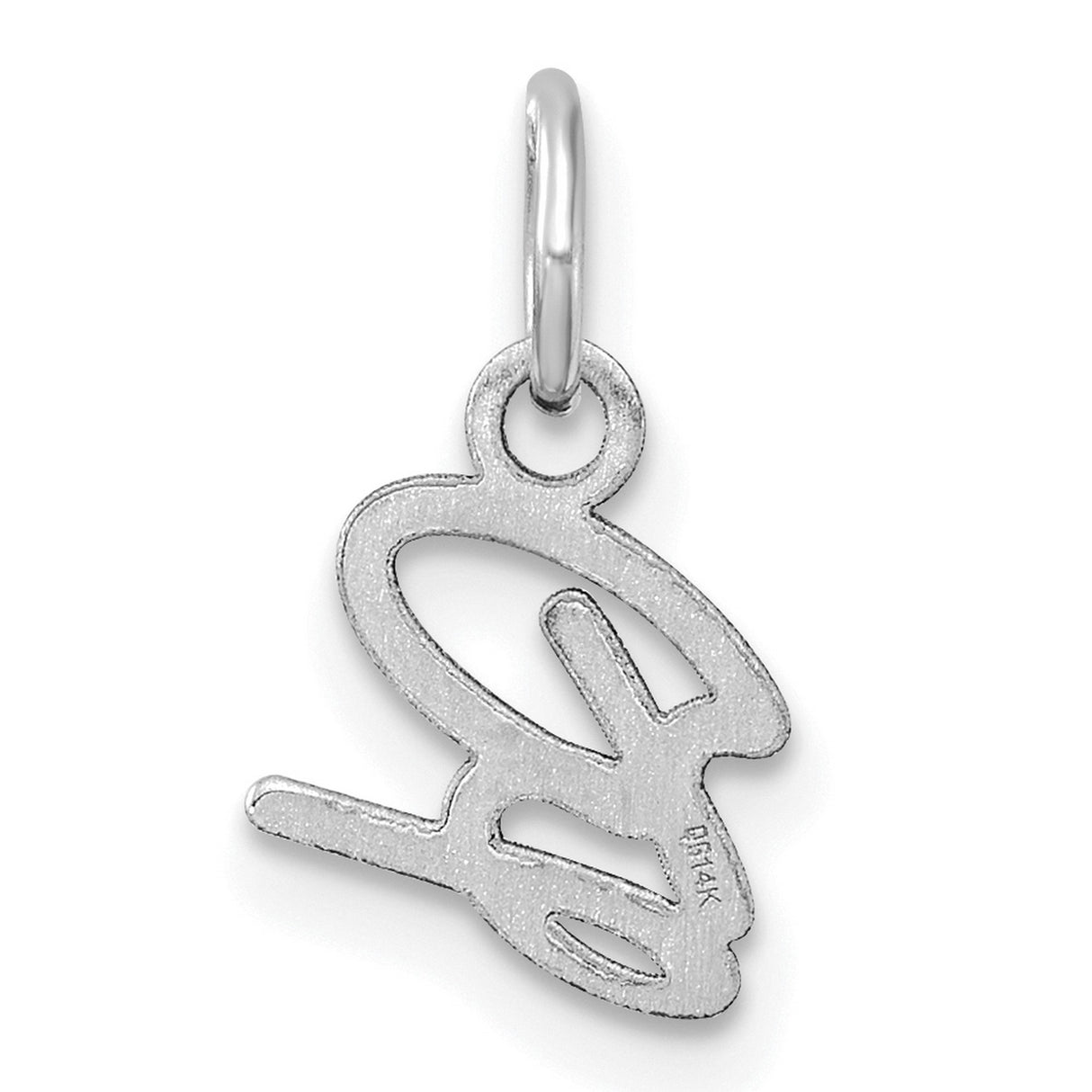 14k White Gold Script Letter B Initial Pendant Charm, Cursive Monogram Jewelry for Women