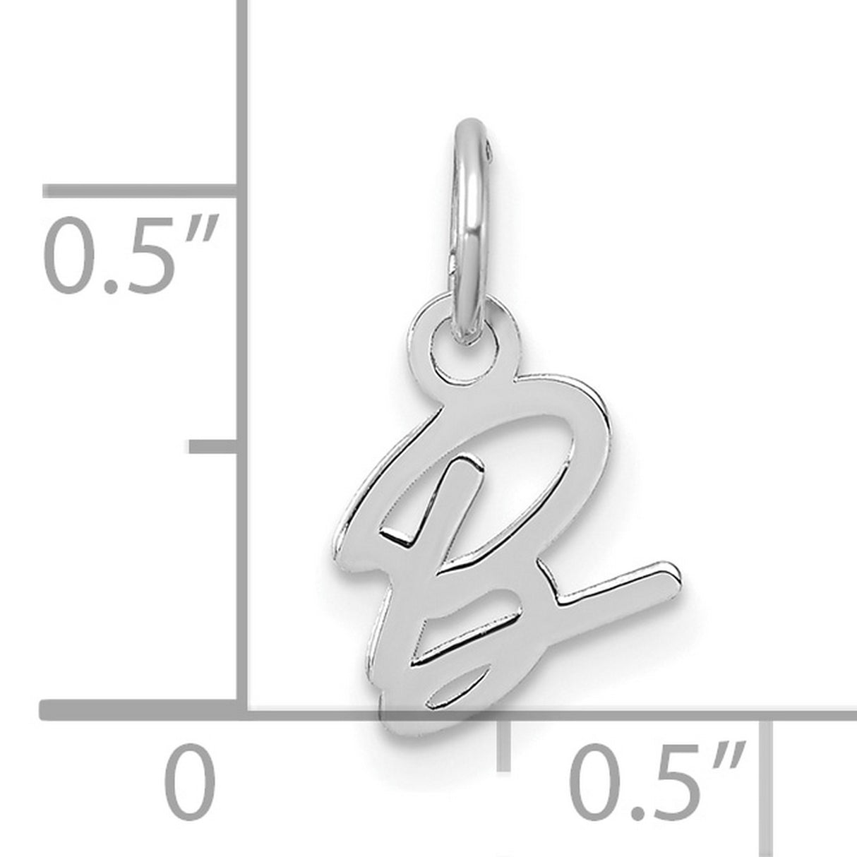 14k White Gold Script Letter B Initial Pendant Charm, Cursive Monogram Jewelry for Women