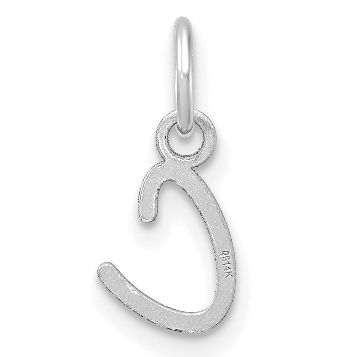 14k White Gold Script Letter C Pendant Charm, Polished Initial Monogram Jewelry
