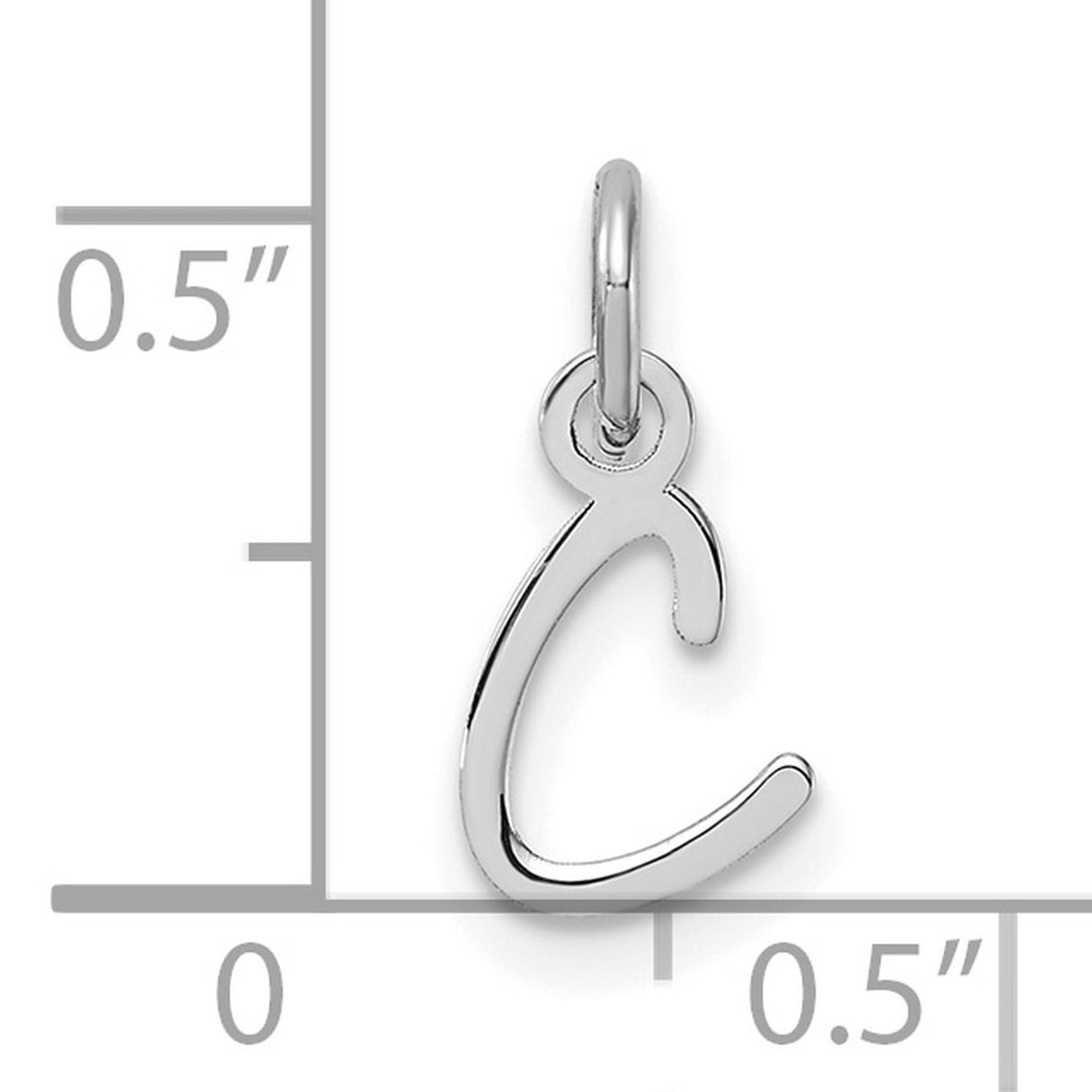 14k White Gold Script Letter C Pendant Charm, Polished Initial Monogram Jewelry
