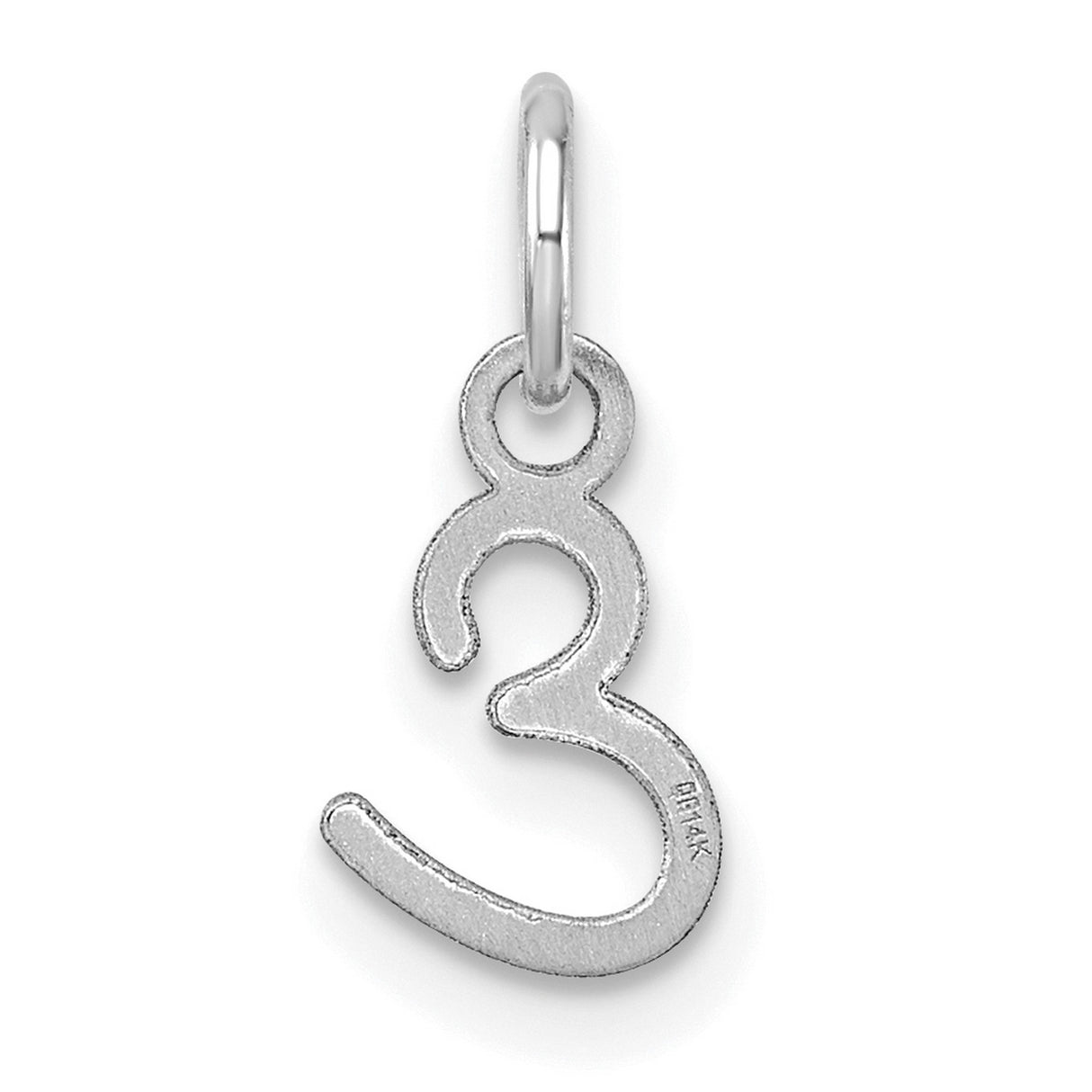 14k White Gold Letter E Pendant Charm, Polished Script Initial Jewelry for Women
