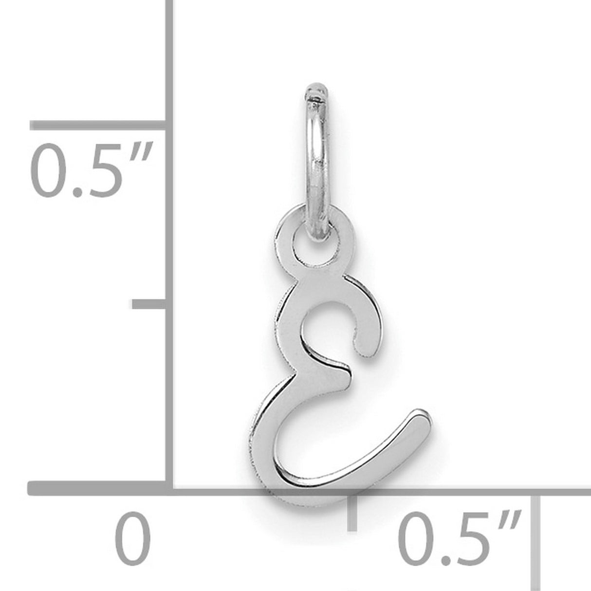 14k White Gold Letter E Pendant Charm, Polished Script Initial Jewelry for Women