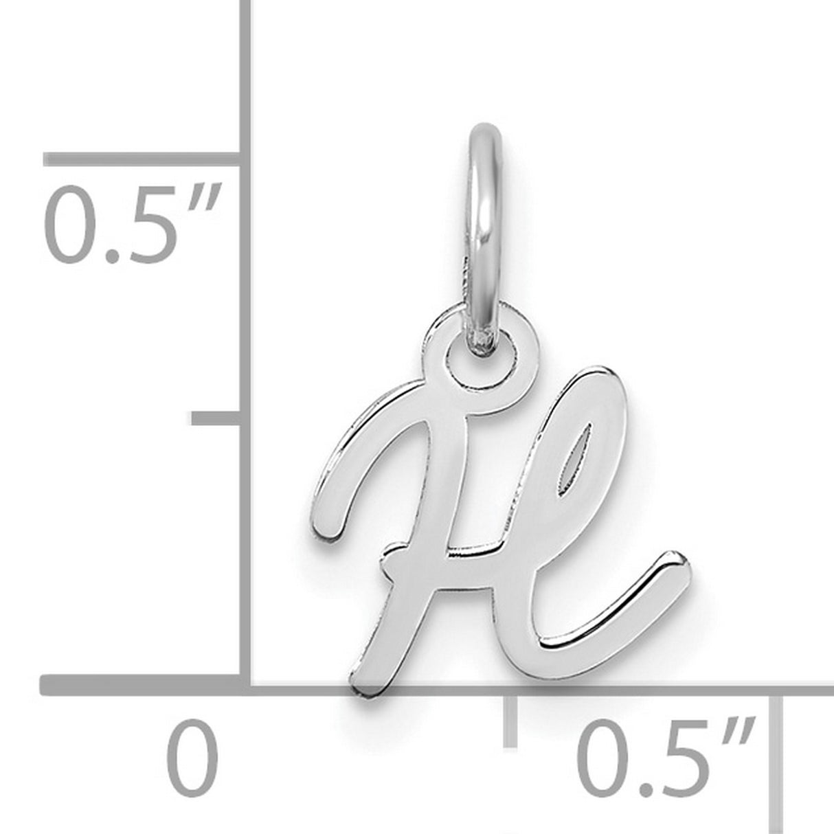 14k White Gold Script Initial Pendant, Cursive Letter H Monogram Charm for Women