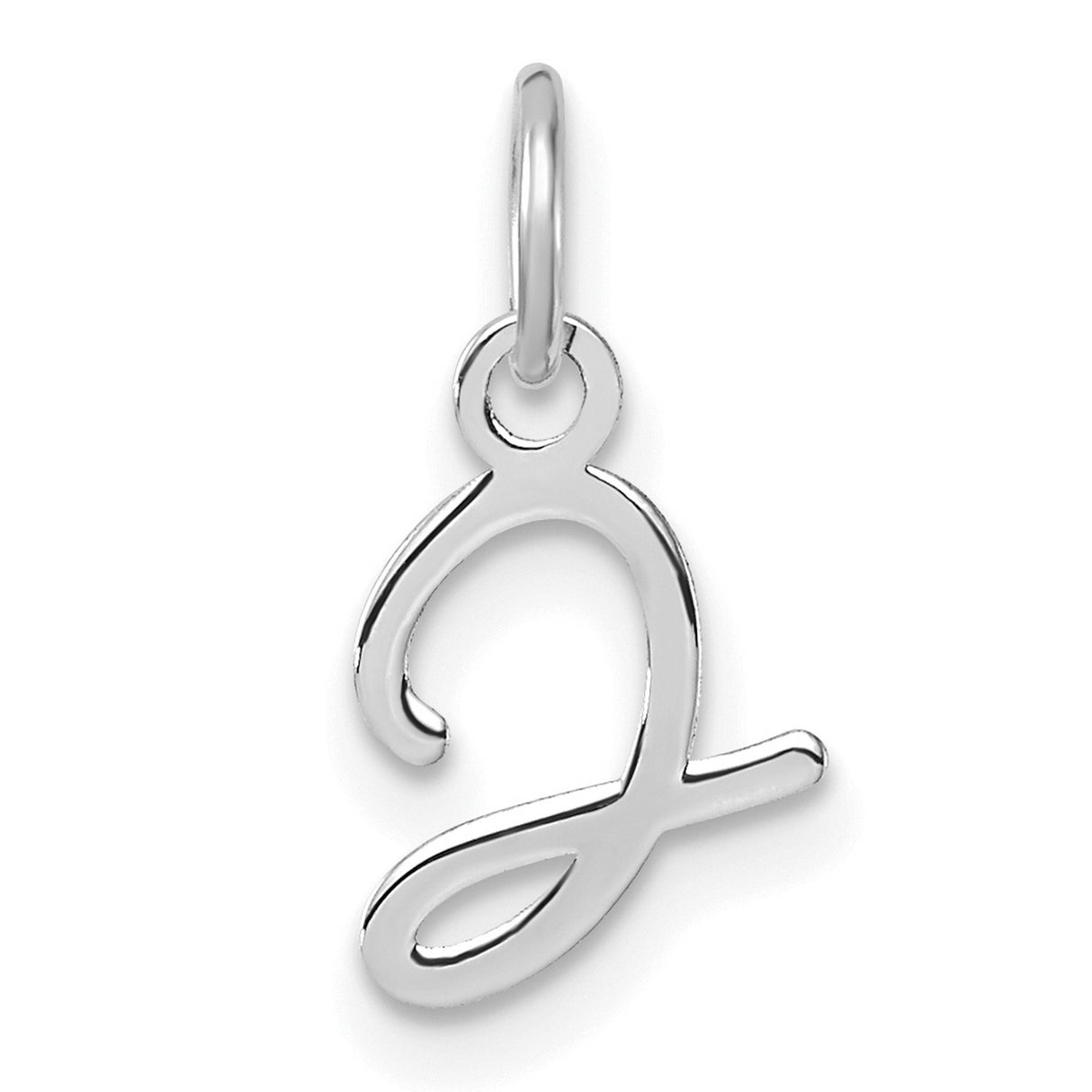 14k White Gold Script Letter G Pendant Charm, Polished Initial Jewelry for Women
