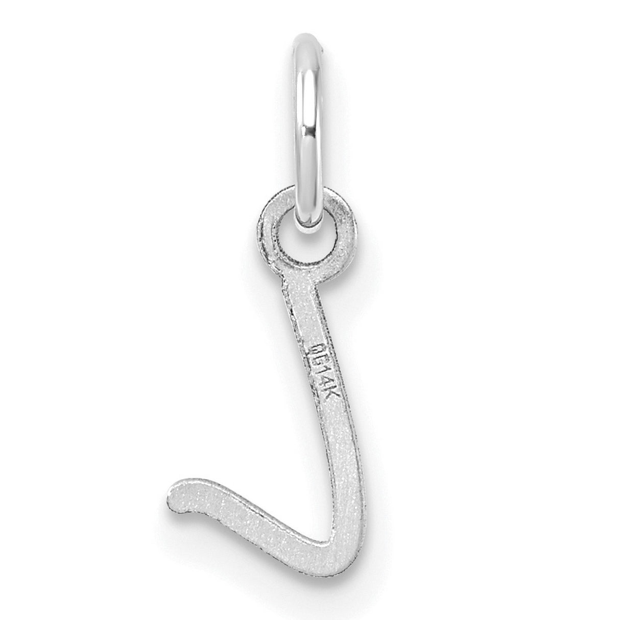 14k White Gold Letter L Pendant Charm, Cursive Script Initial Jewelry for Women