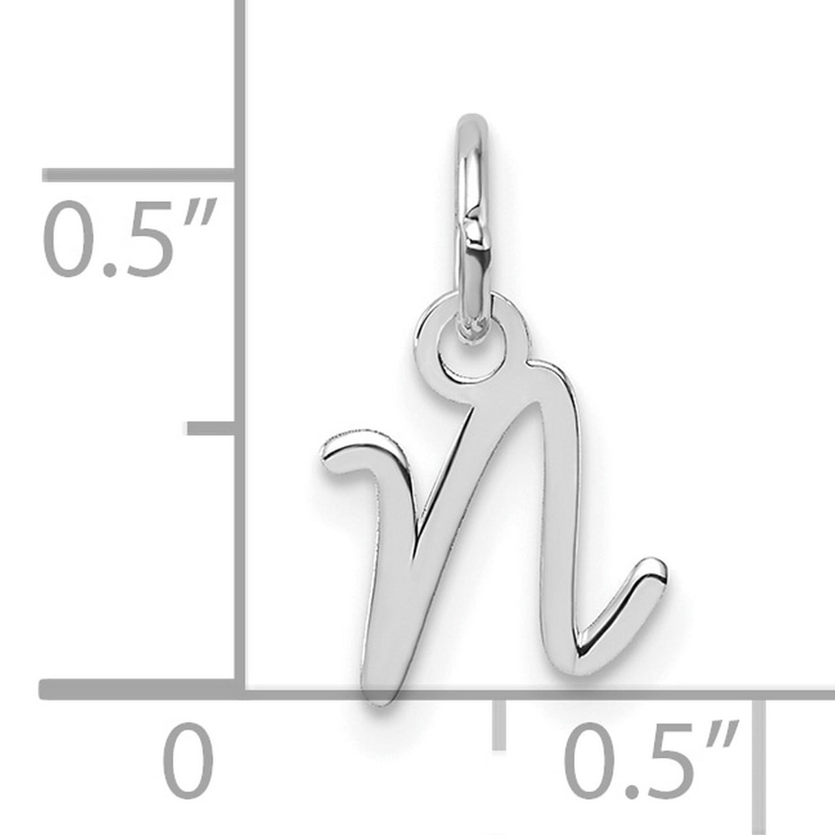 14k White Gold Letter N Pendant Charm, Script Initial Jewelry for Women