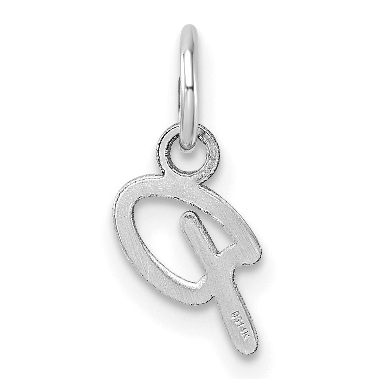 14k White Gold Script Initial D Pendant Charm, Cursive Letter Monogram Jewelry